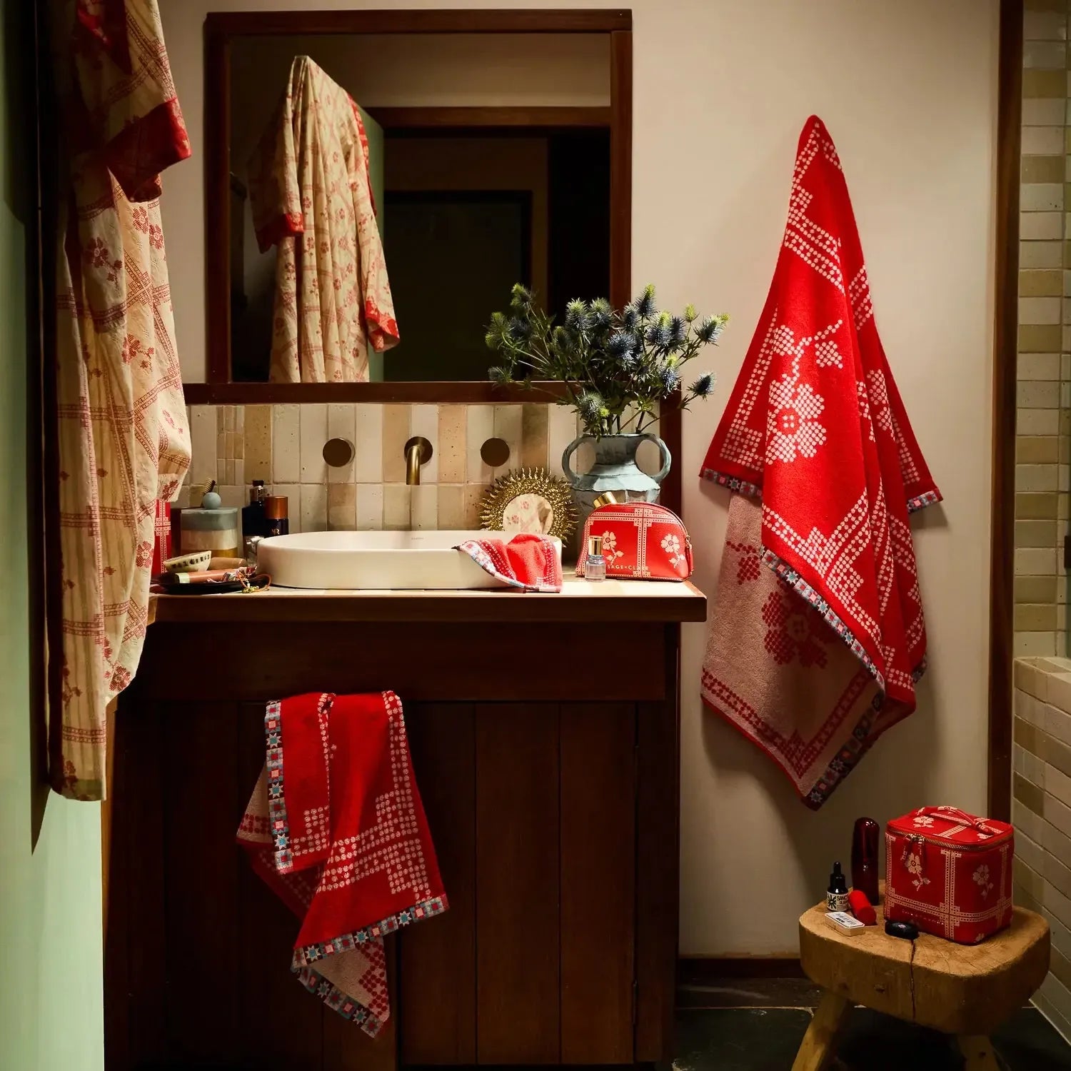 Bonny Bath Sheet - Poppy-Soft Furnishings-Sage & Clare-The Bay Room