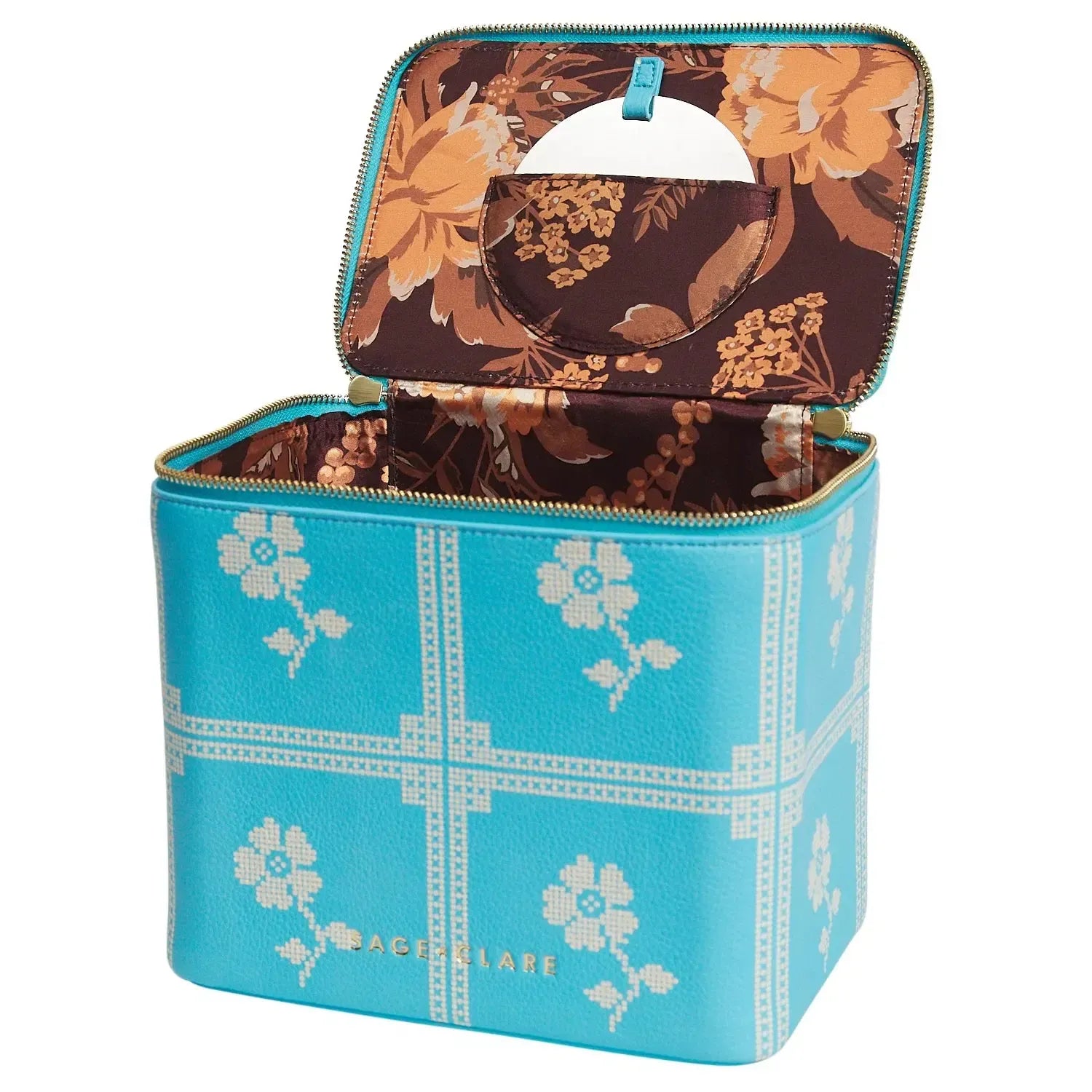 Bonny Medium Vanity Case - Turquoise-Beauty & Well-Being-Sage & Clare-The Bay Room