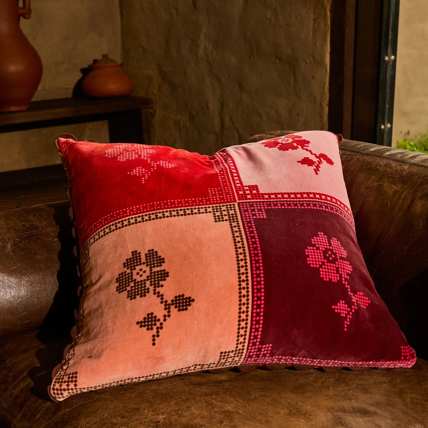 Bonny Reversible Velvet Cushion - Sienna-Soft Furnishings-Sage & Clare-The Bay Room