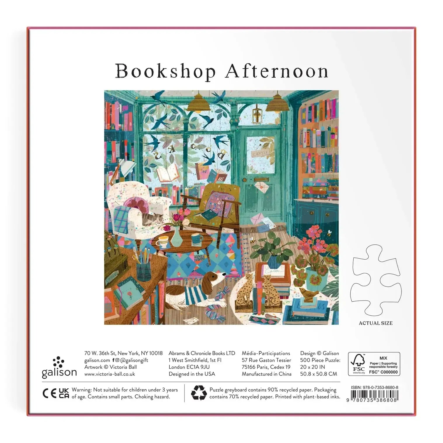 Bookshop Afternoon Foil Puzzle 500pc-Fun & Games-Galison-The Bay Room