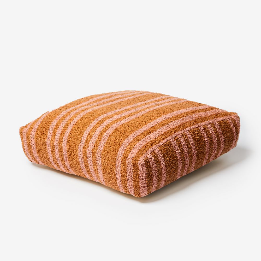 Boucle Trio Stripe Tan Pink Pouffe-Soft Furnishings-Bonnie & Neil-The Bay Room