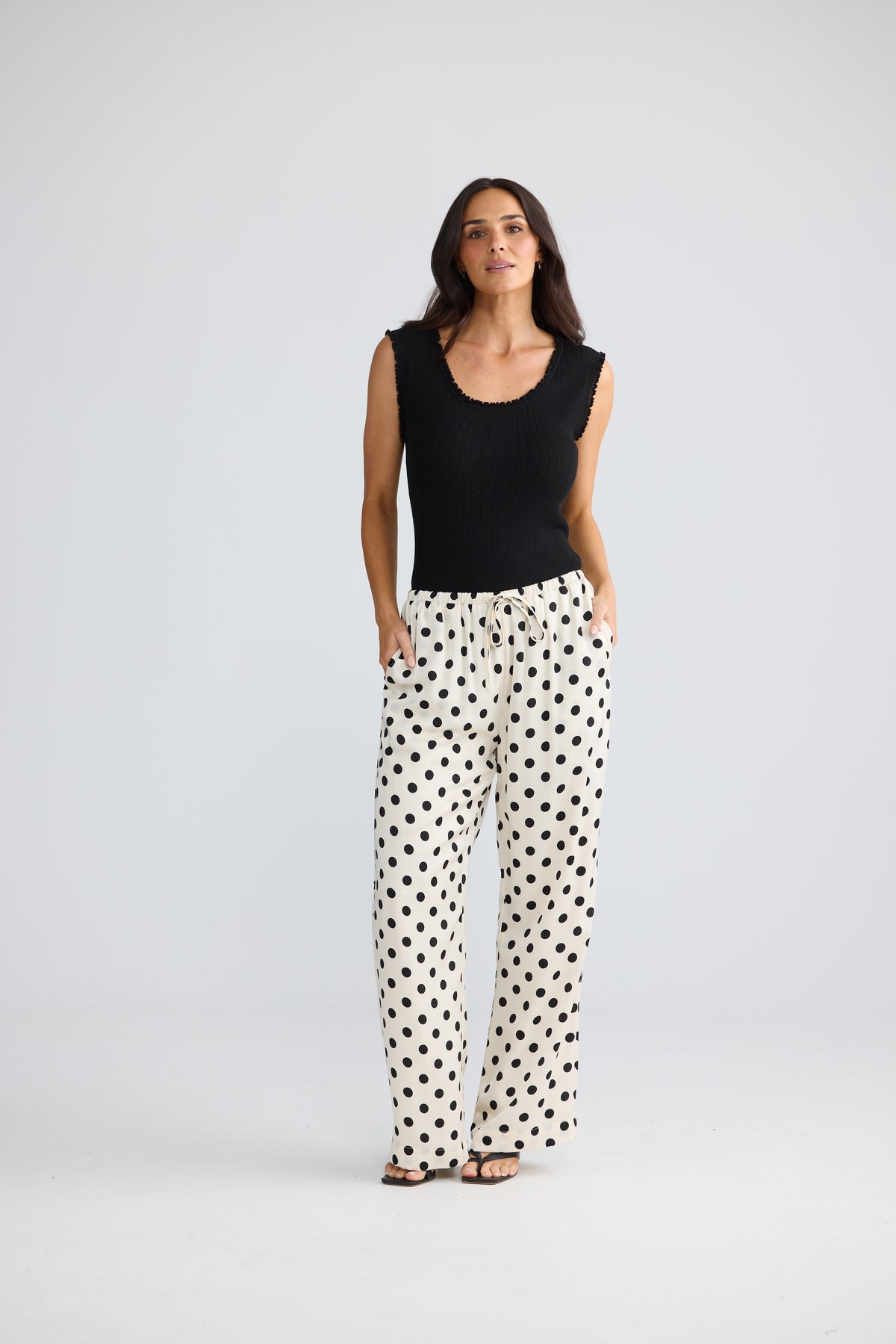 Boulevard Pant - Ivory Spot-Pants-Brave & True-The Bay Room