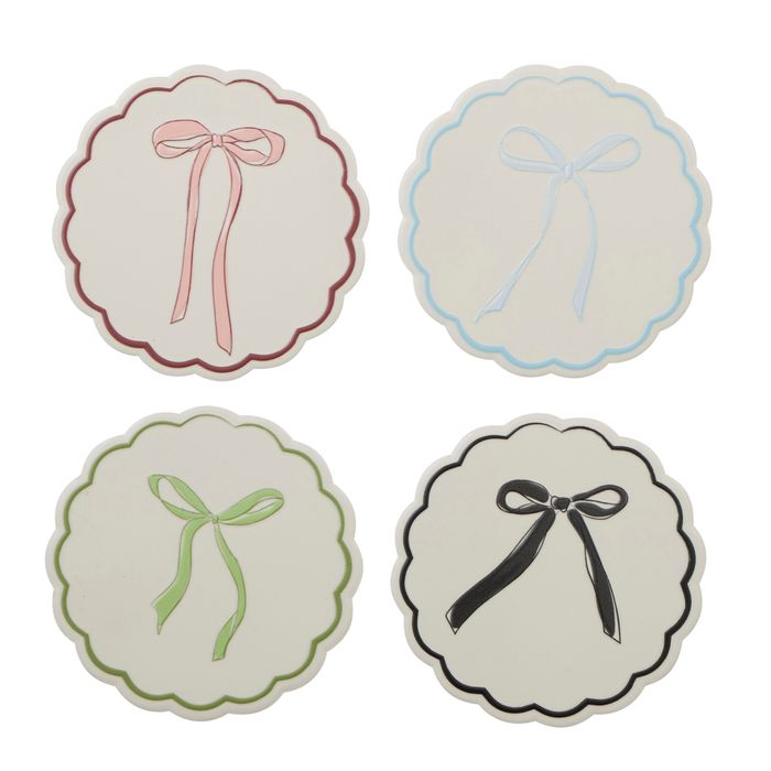 Bow Set/4 Ceramic Coasters 10cm-Dining & Entertaining-Coast To Coast Home-The Bay Room