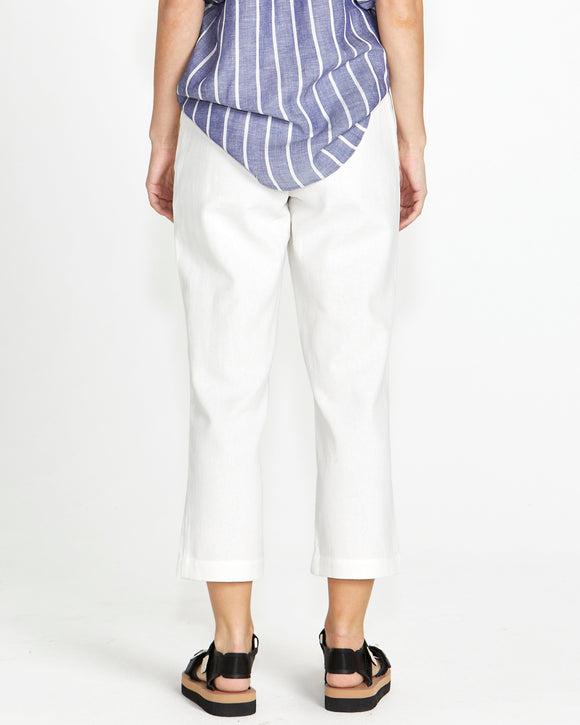 Bowie Straight Leg Pant - White-Pants-SASS-The Bay Room
