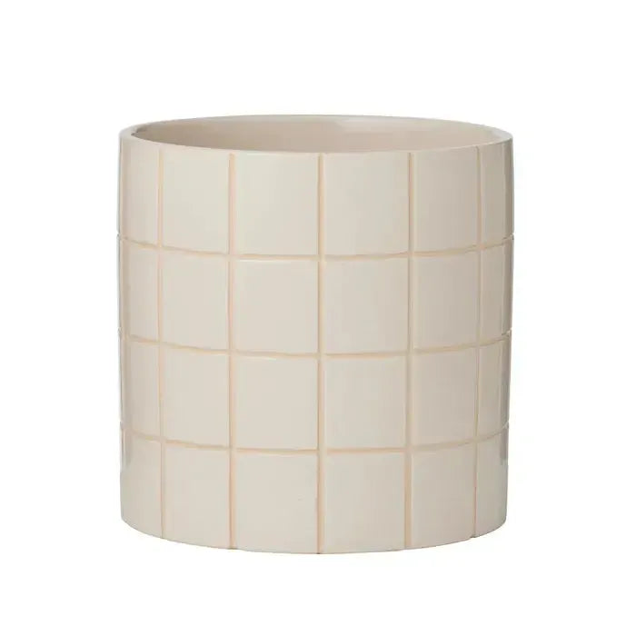 Boyd Ceramic Tile Pot 23x23cm Ivory-Pots, Planters & Vases-Coast To Coast Home-The Bay Room