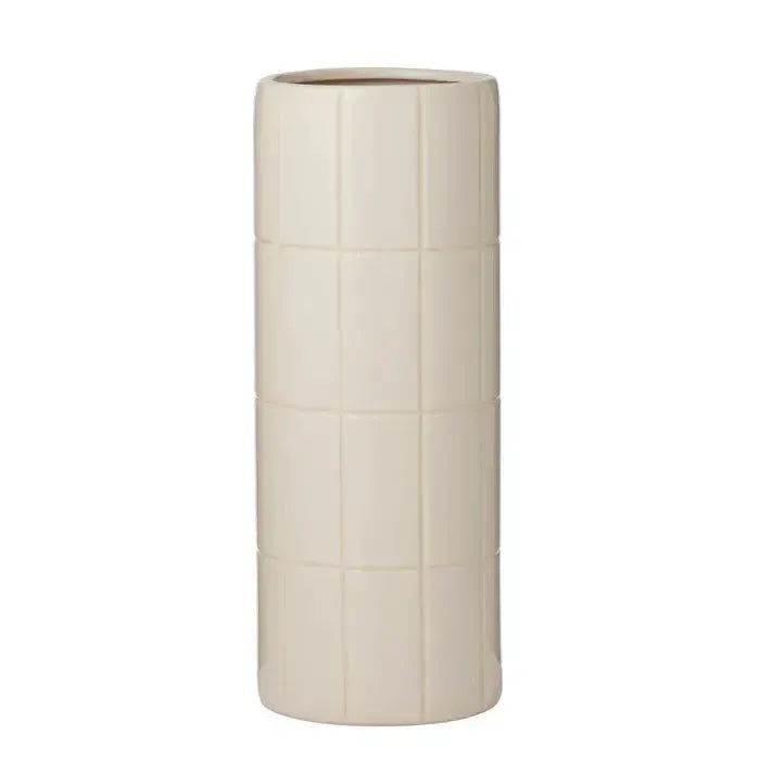 Boyd Ceramic Tile Vase 15x40cm Ivory-Pots, Planters & Vases-Coast To Coast Home-The Bay Room