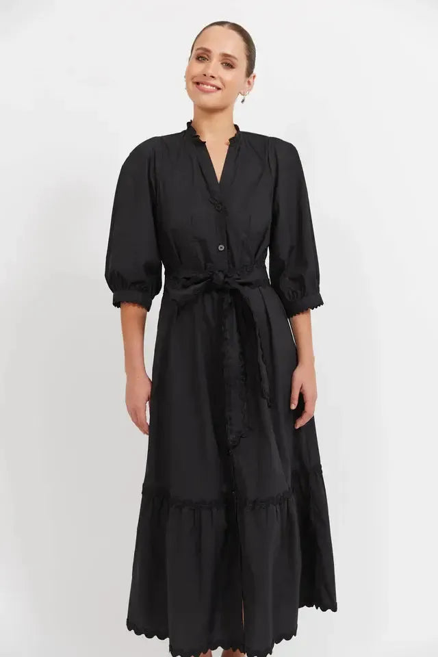 Brasilia Button Maxi Dress - Black-Dresses-Haven-The Bay Room