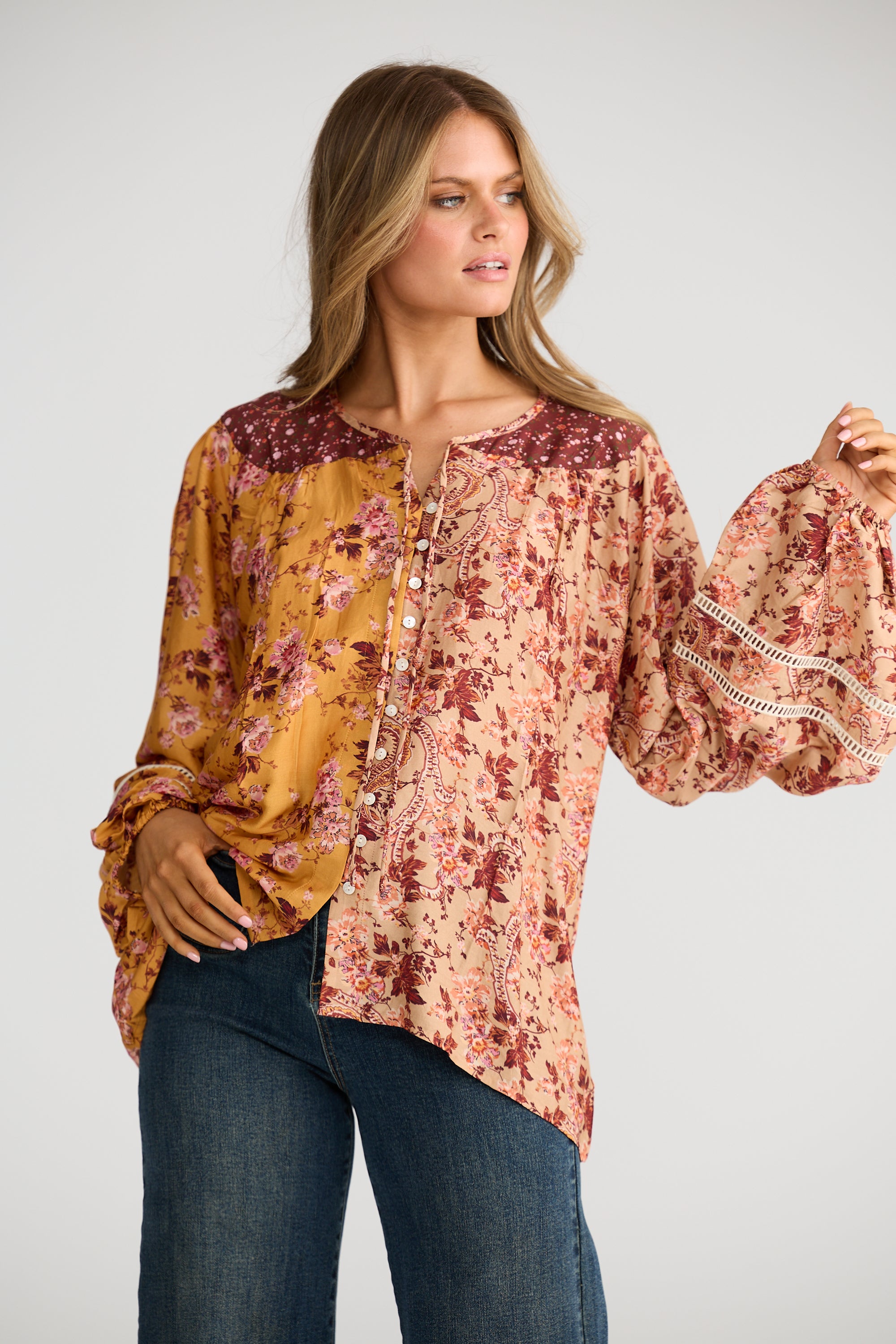 Briar Blouse - Wildflower Splice-Tops-Talisman-The Bay Room