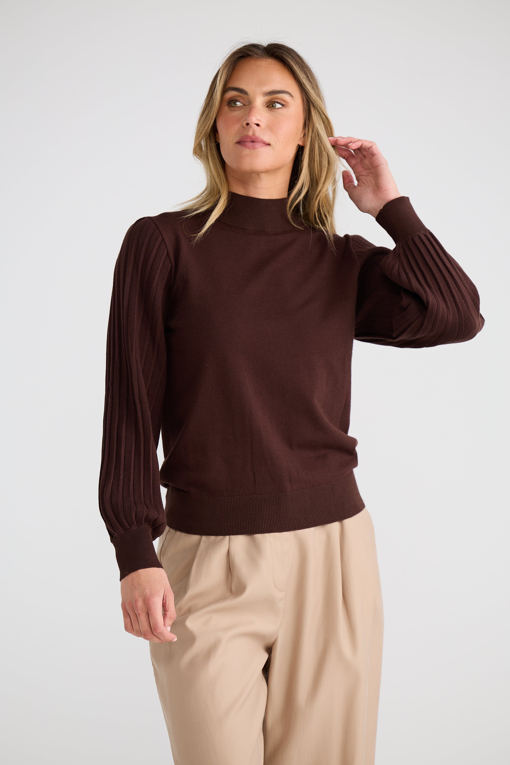 Briony Knit Top - Dark Chocolate-Tops-Brave & True-The Bay Room