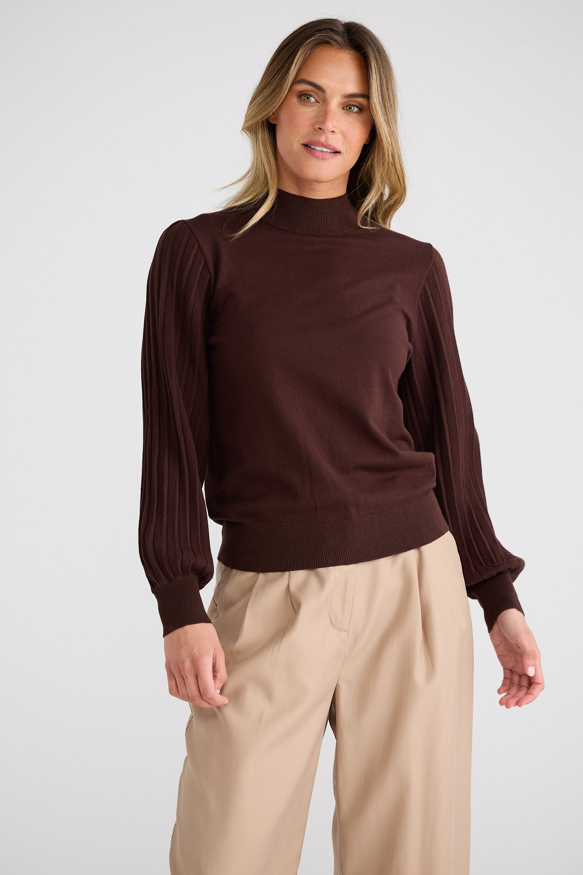 Briony Knit Top - Dark Chocolate-Tops-Brave & True-The Bay Room