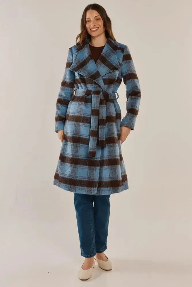 Britney Coat - Blue/Chocolate Check-Jackets, Coats & Vests-Betty Basics-The Bay Room