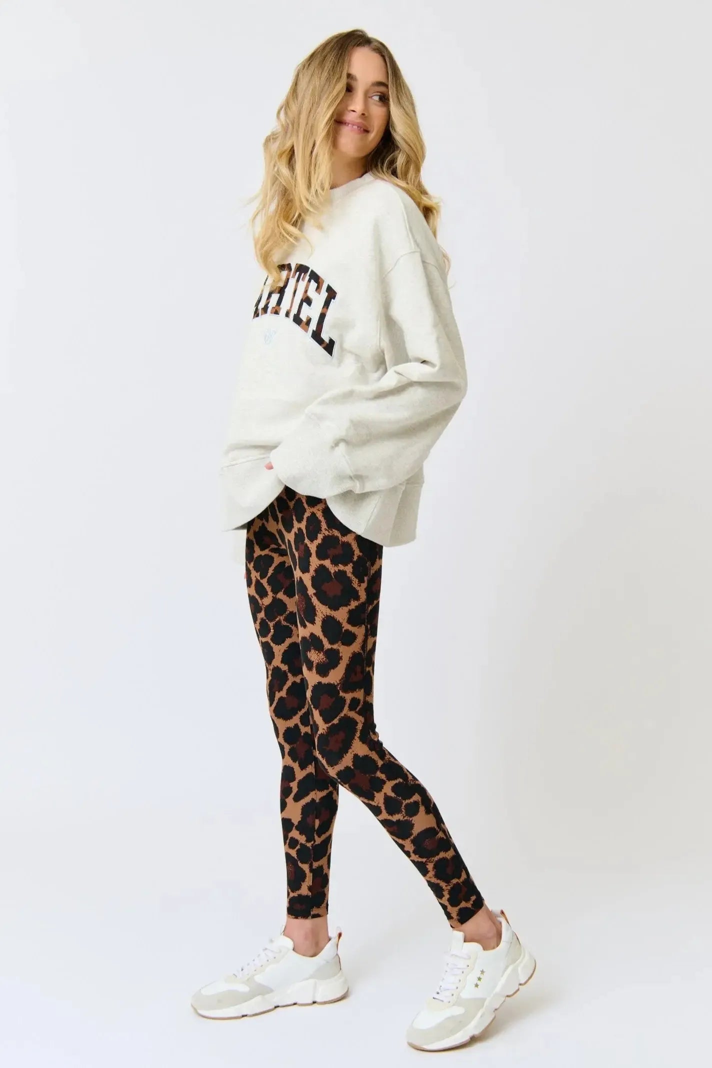 Bronwyn Sweater - Oat Marle/Leopard-Knitwear & Jumpers-Cartel & Willow-The Bay Room