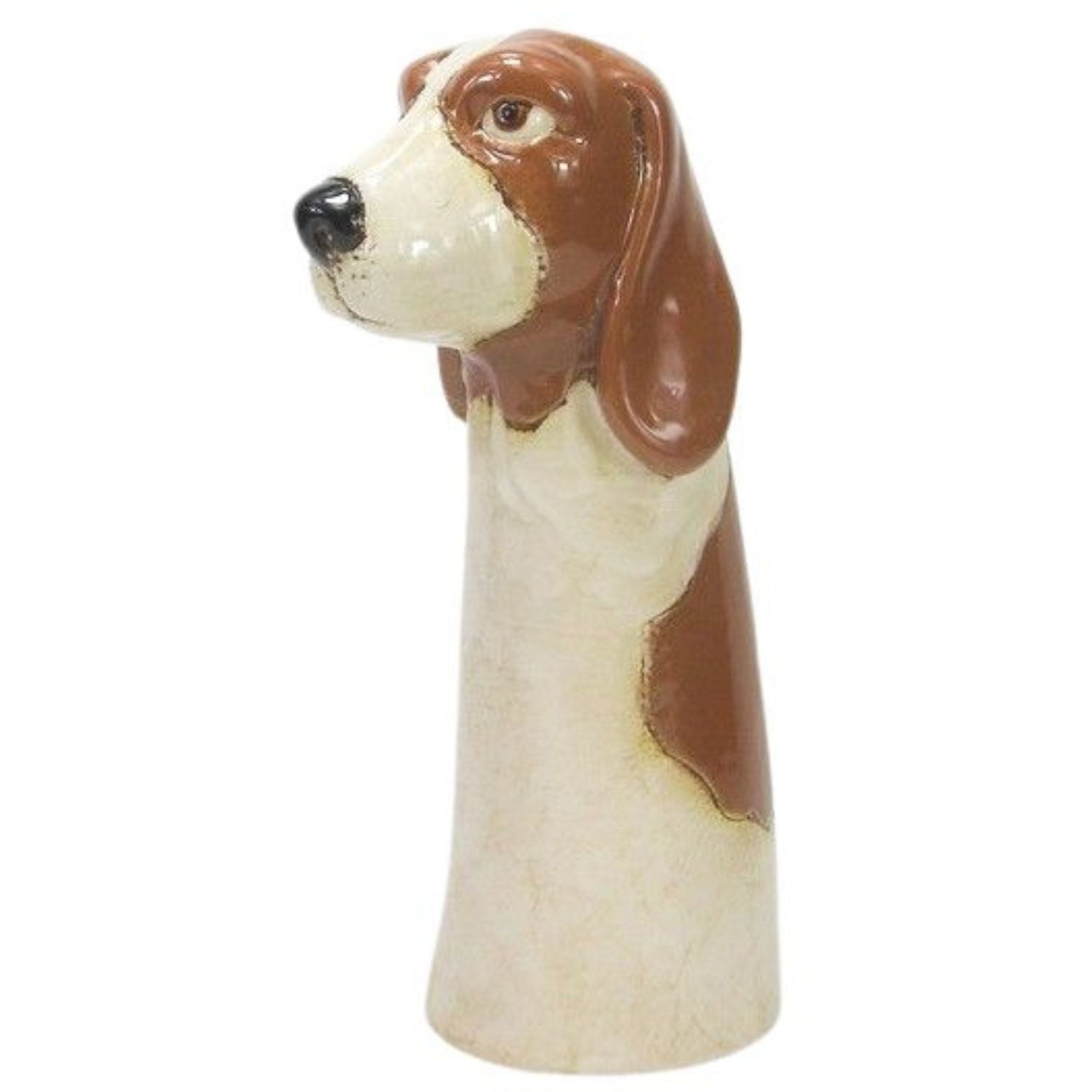 Brown Dog Vase White & Brown 27cm-Pots, Planters & Vases-Urban Products-The Bay Room