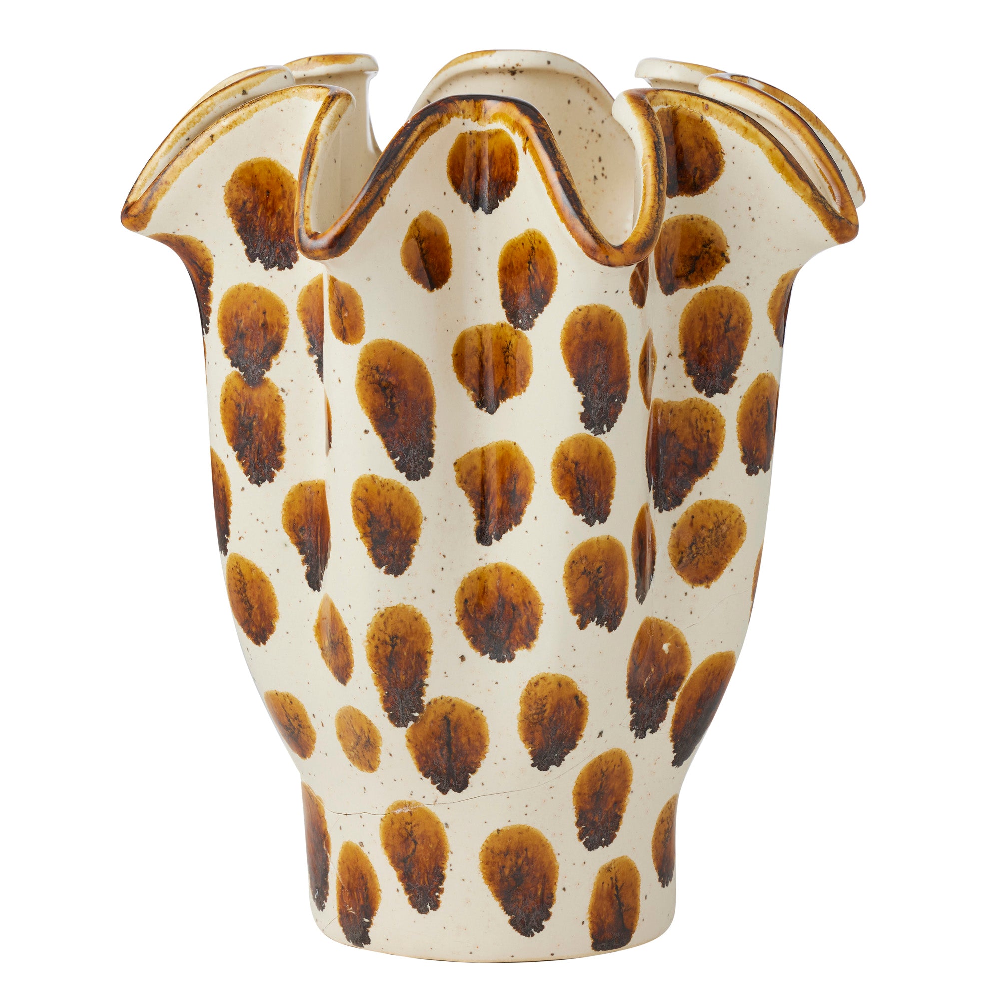 Brun Ceramic Vase 22.5x27cm Ivory/Brown-Pots, Planters & Vases-Coast To Coast Home-The Bay Room