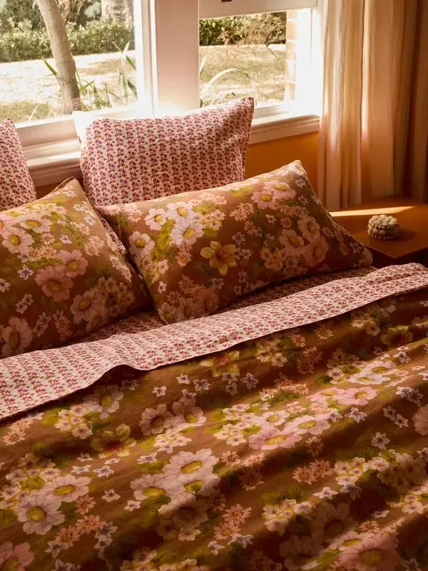 Buttercup Rust Standard Pillowcases (Set of 2)-Soft Furnishings-Bonnie & Neil-The Bay Room