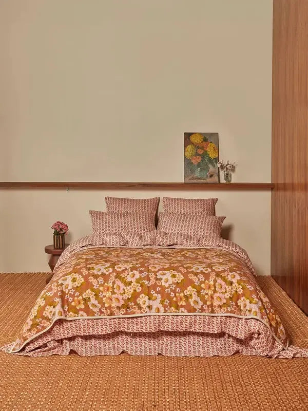 Buttercup Rust/Petite Madeline Pink Quilted Throw-Soft Furnishings-Bonnie & Neil-The Bay Room