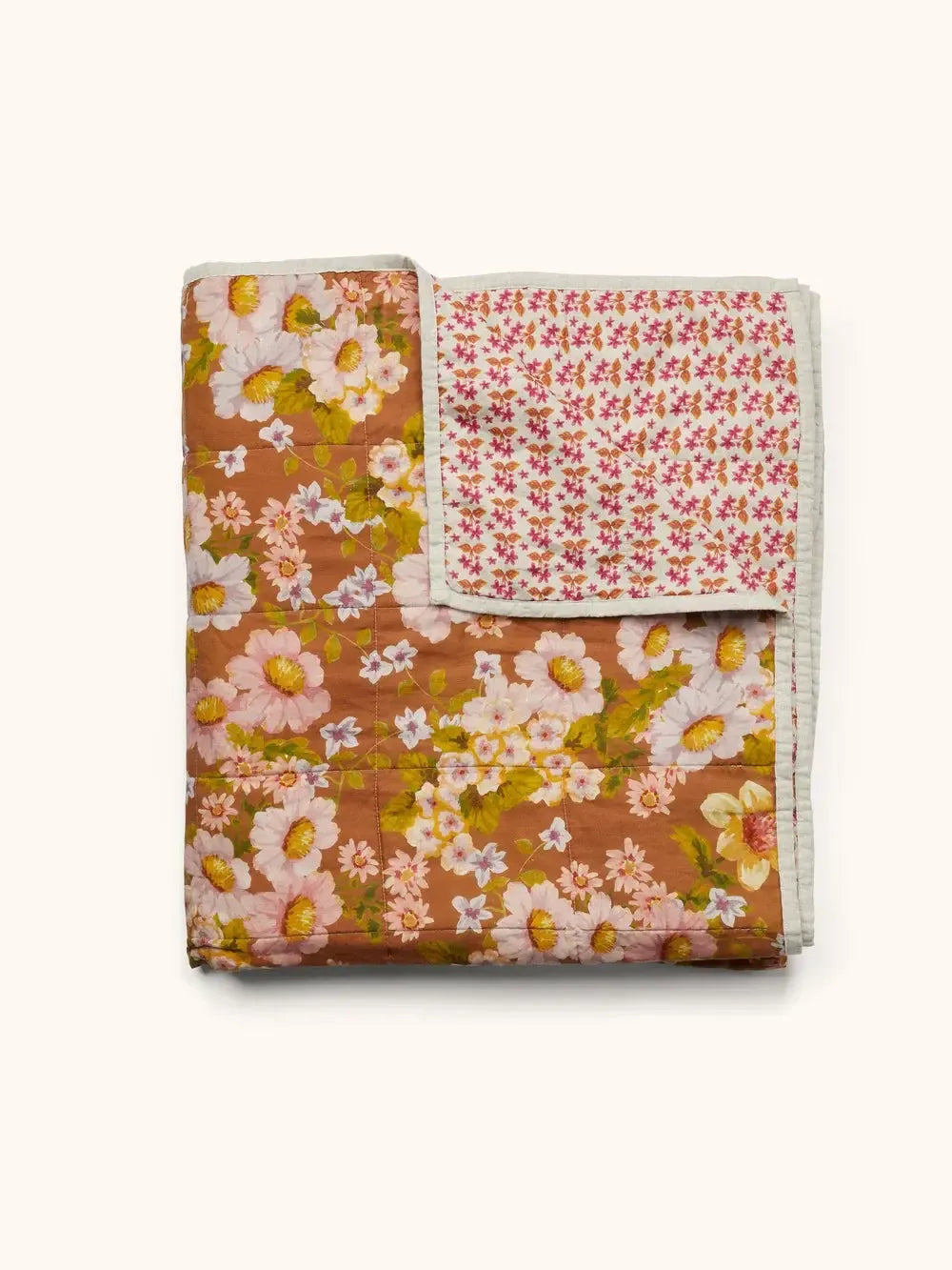 Buttercup Rust/Petite Madeline Pink Quilted Throw-Soft Furnishings-Bonnie & Neil-The Bay Room