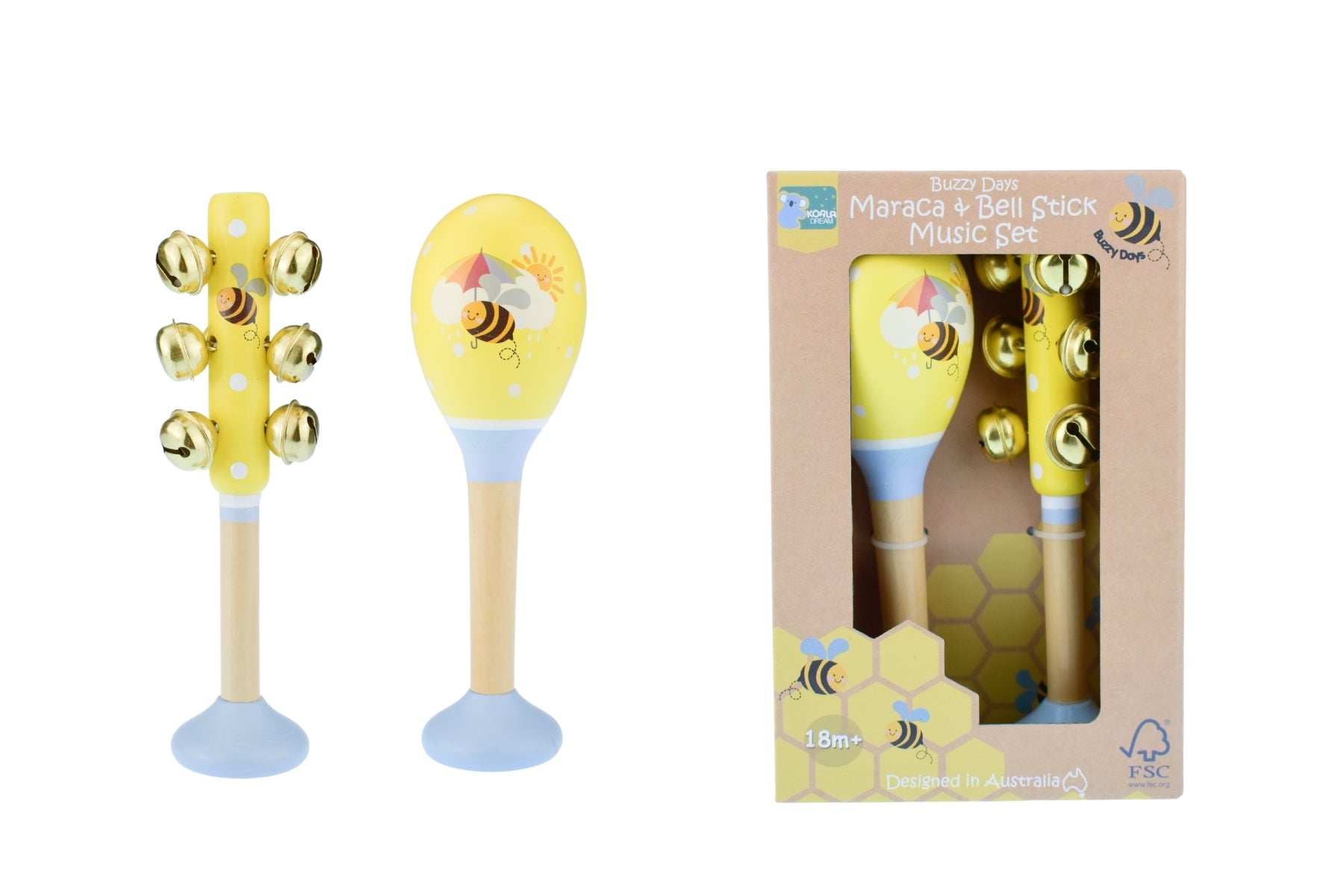 Buzzy Days Bee Maraca & Bell Stick Set-Toys-Eleganter-The Bay Room
