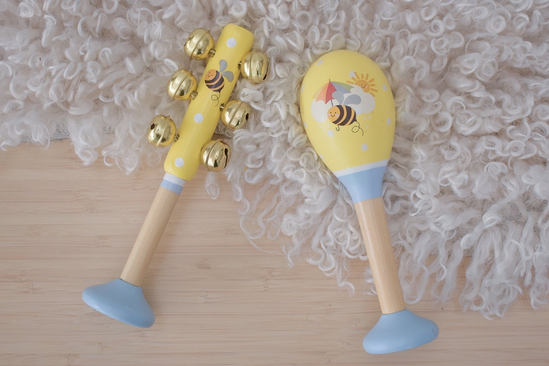 Buzzy Days Bee Maraca & Bellstick Set-Toys-Eleganter-The Bay Room