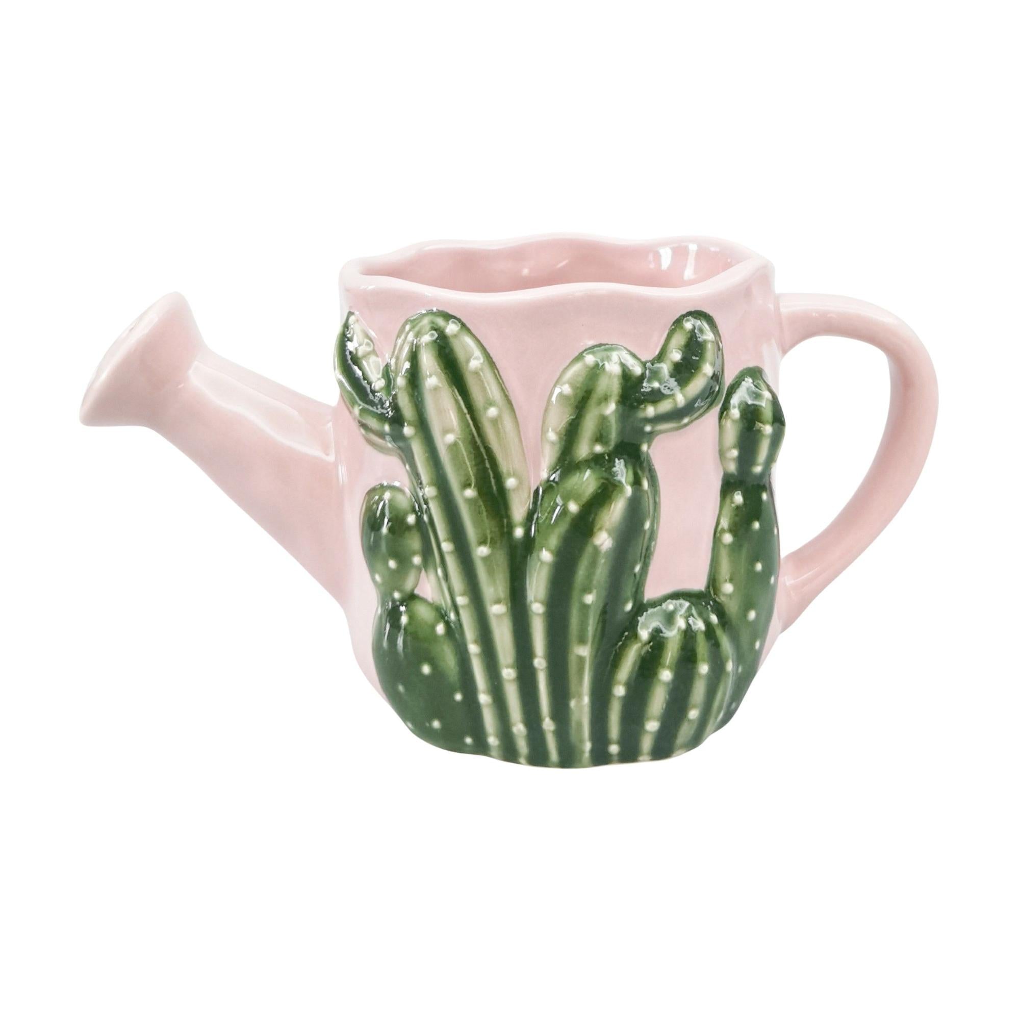 Cactus Watering Can Planter Pink 11cm-Pots, Planters & Vases-Urban Products-The Bay Room