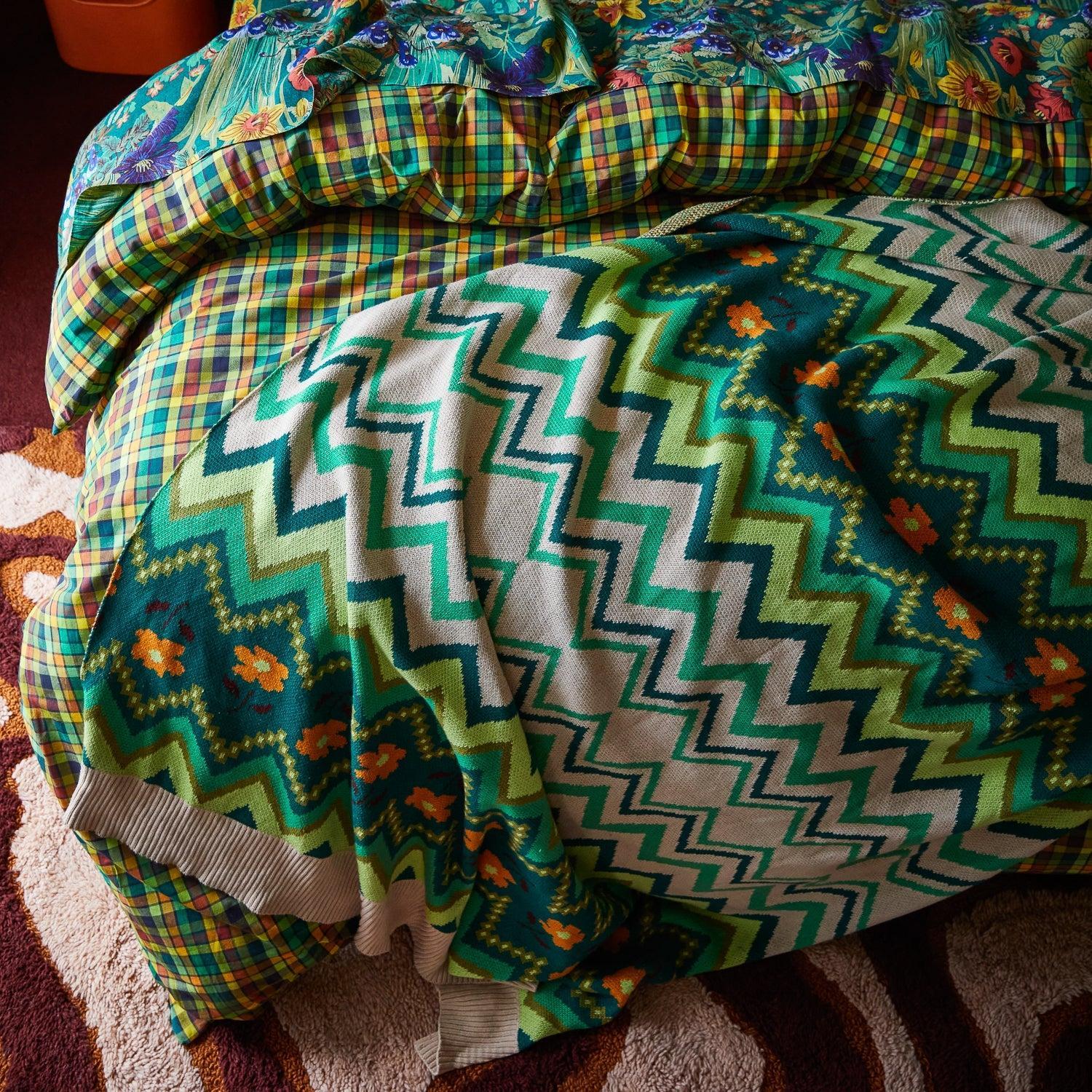 Calina Cotton Knit Blanket - Verdant-Soft Furnishings-Sage & Clare-The Bay Room