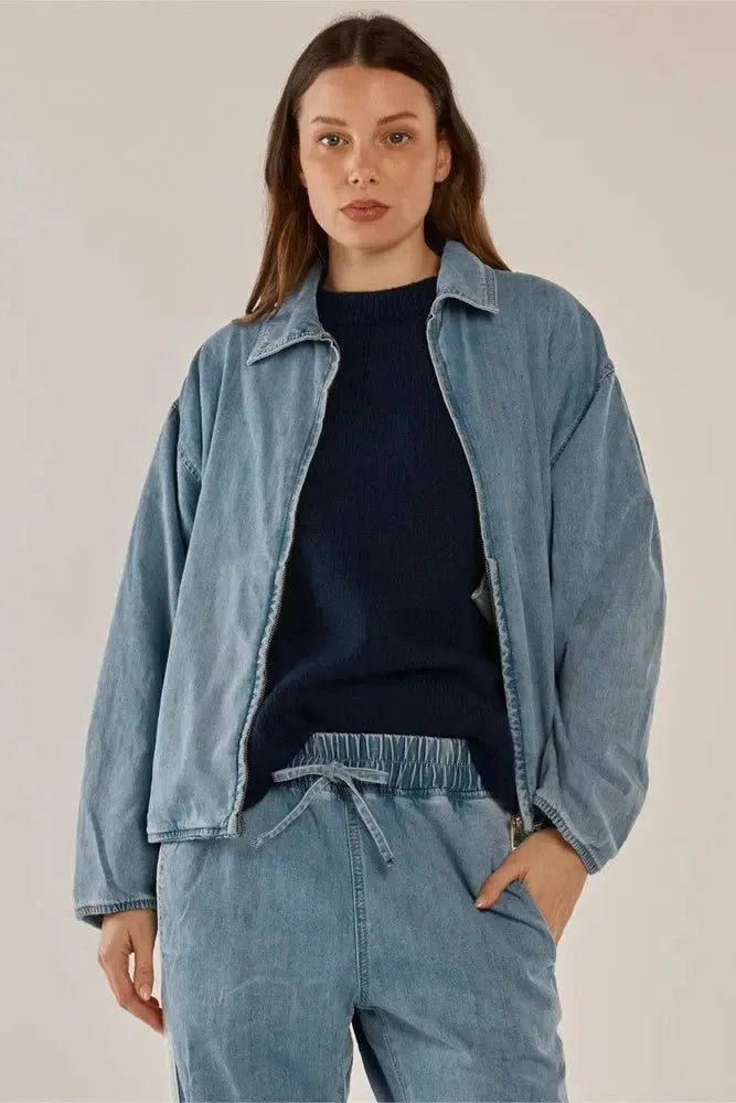 Callie Bomber Jacket - Medium Blue-Jackets, Coats & Vests-Betty Basics-The Bay Room