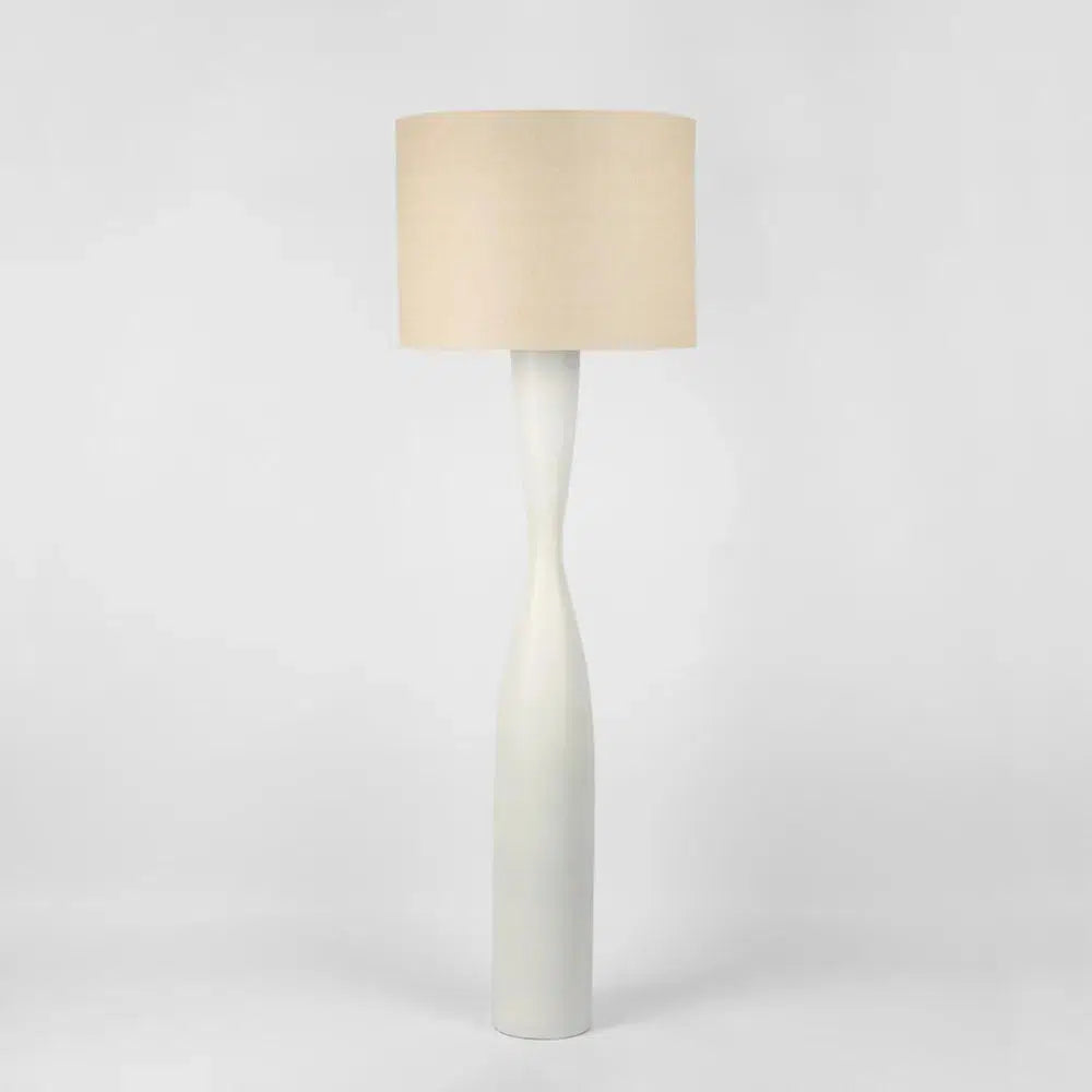 Callum Floor Lamp Base White with Natural Shade-Lighting-MRD Home-The Bay Room