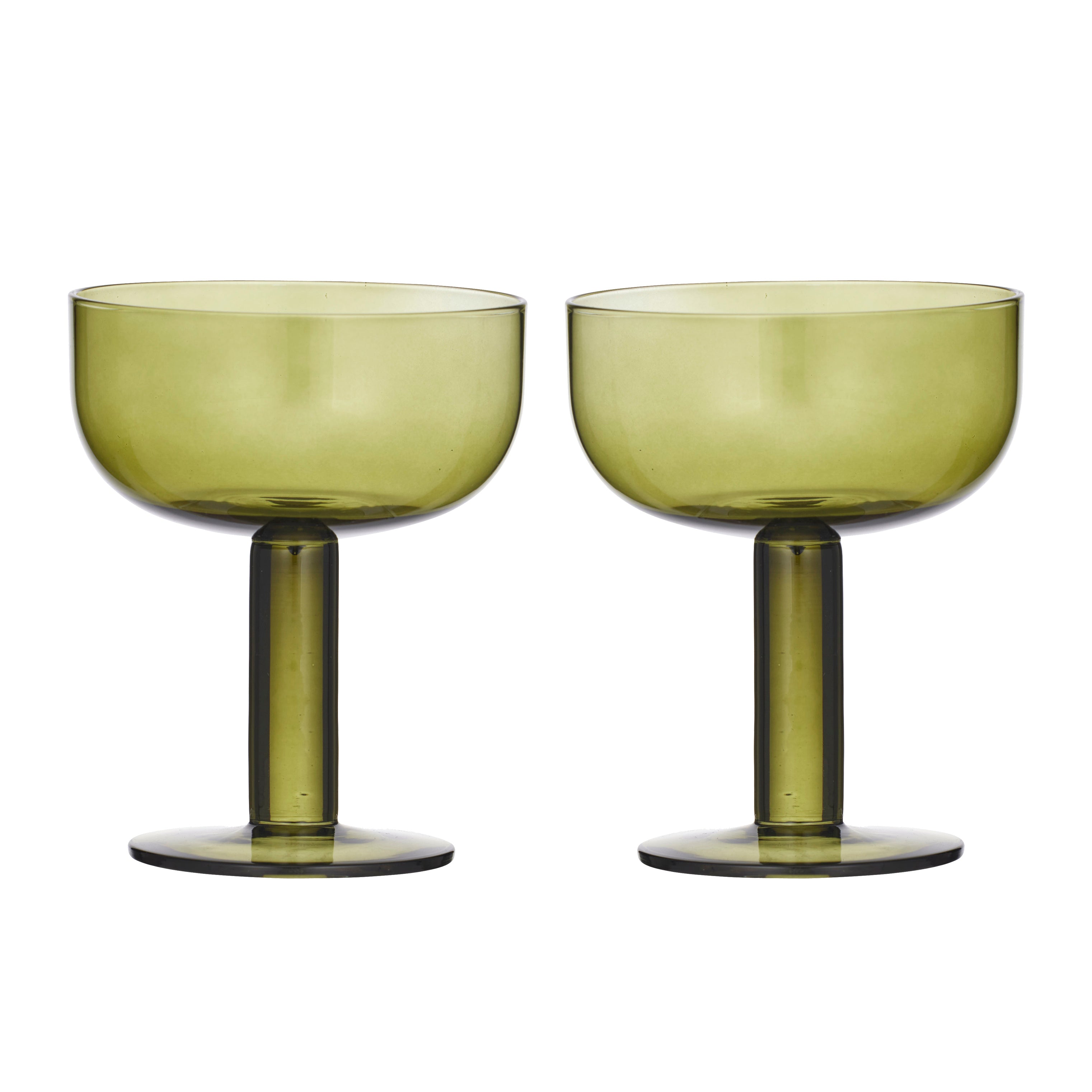 Canal Set/2 Coupe Glass 10x12.5cm Olive-Dining & Entertaining-Coast To Coast Home-The Bay Room