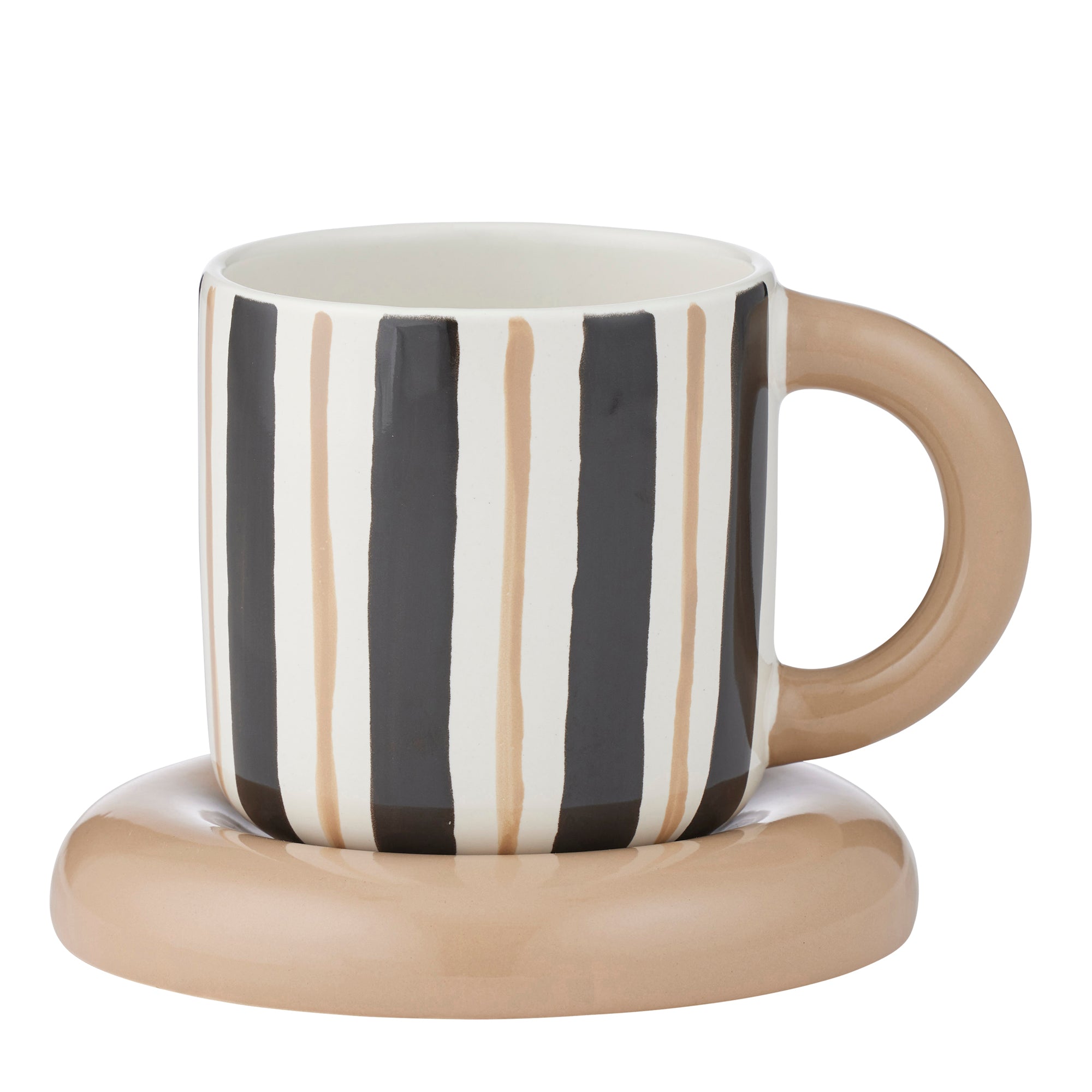 Candy Ceramic Cup & Saucer 13x10cm Black/Natural-Coast To Coast Home-The Bay Room