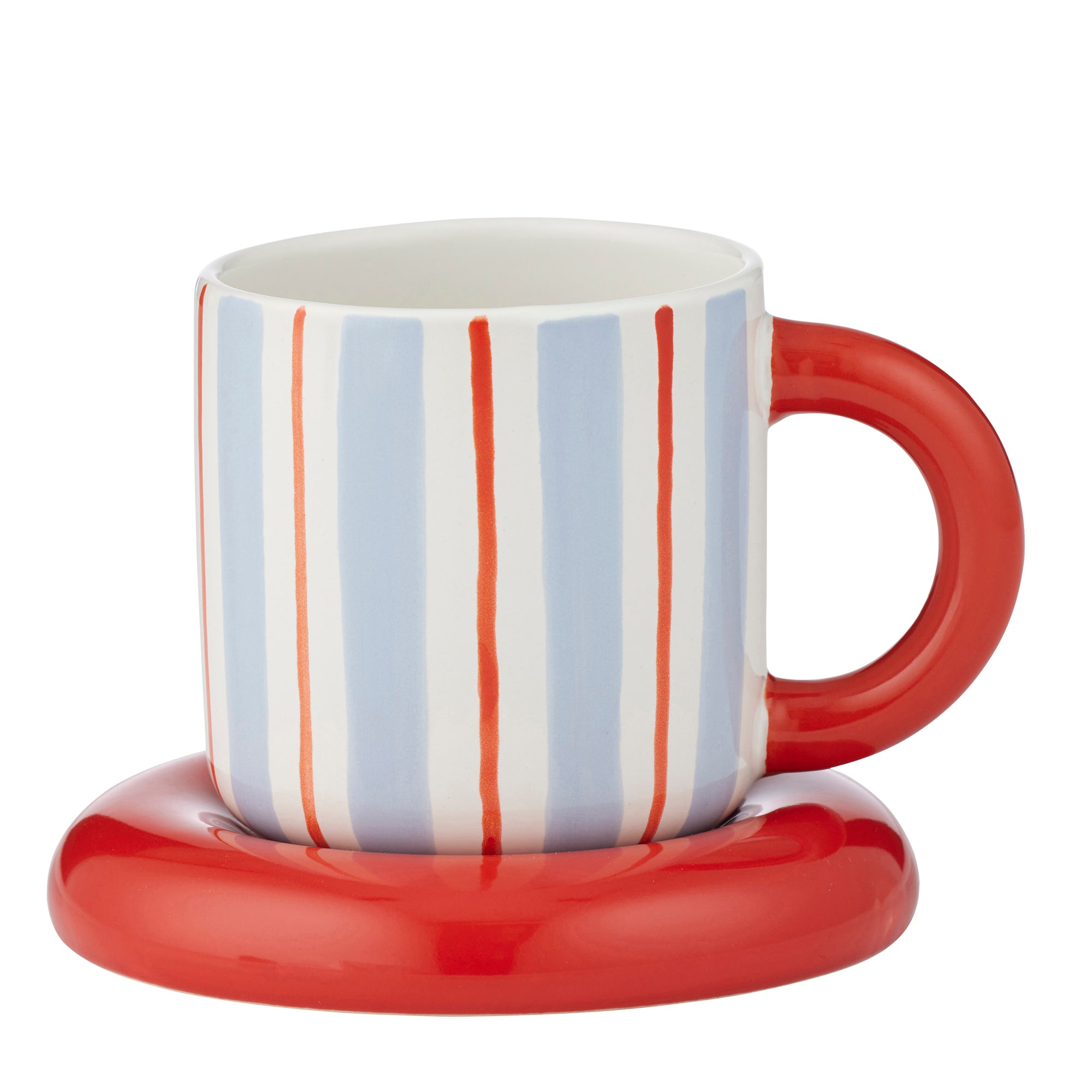 Candy Ceramic Cup & Saucer 13x10cm Sky/Tomato-Coast To Coast Home-The Bay Room