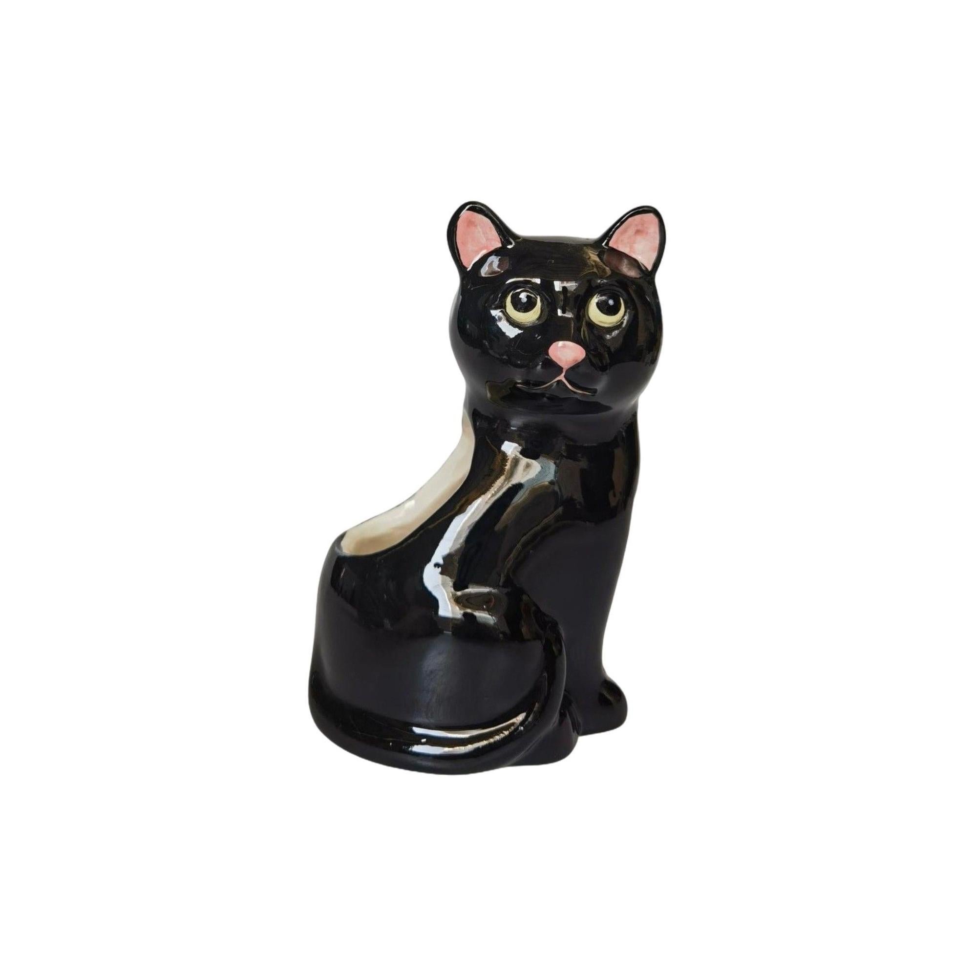 Cappy Cat Planter Black 12cm-Pots, Planters & Vases-Urban Products-The Bay Room