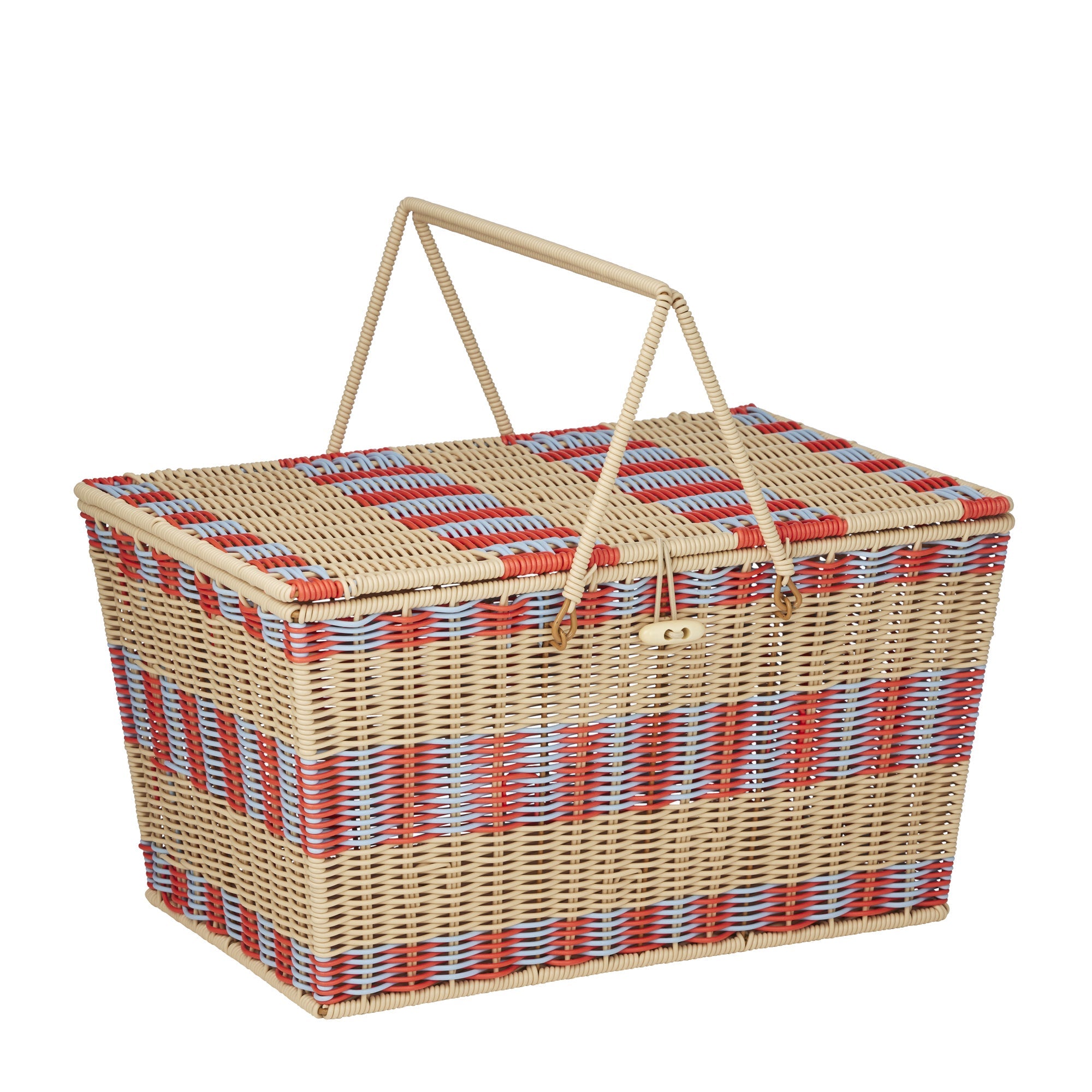 Capri Woven Basket 45x30x25cm Red/Blue-Decor Items-Coast To Coast Home-The Bay Room