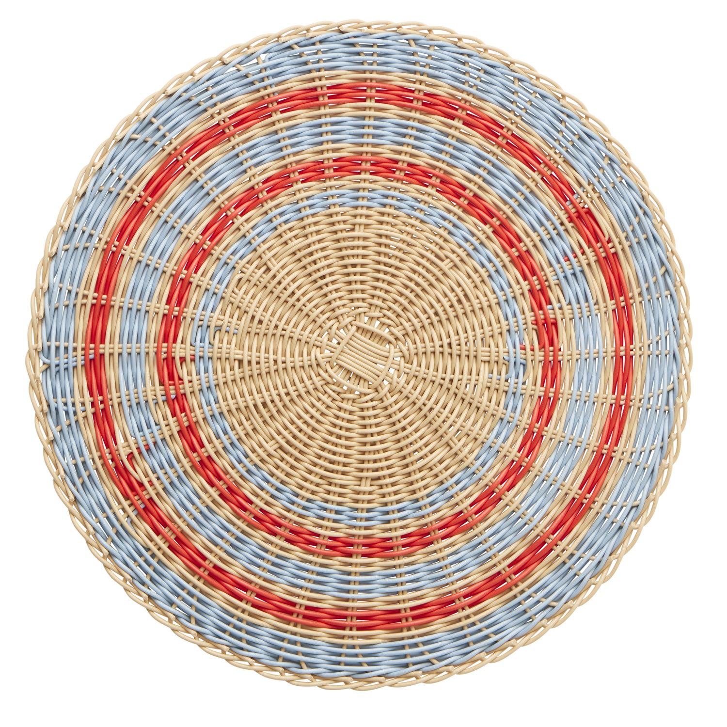 Capri Woven Placemat 38cm Natural/Red/Blue-Dining & Entertaining-Coast To Coast Home-The Bay Room