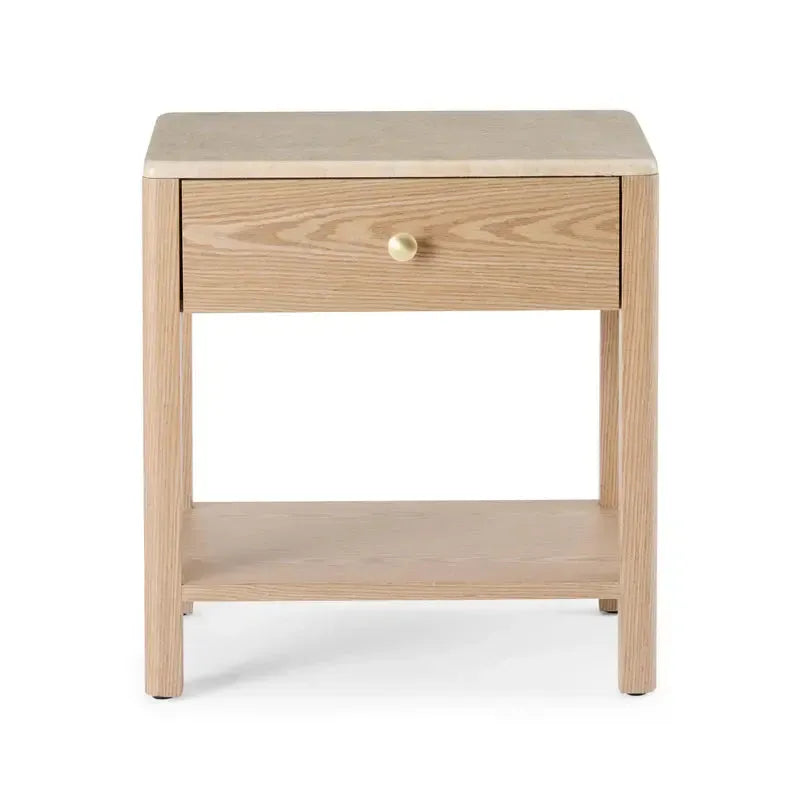 Carlyle Brown Marble Bedside Table 53x38x56cm-Furniture-Madras Link-The Bay Room