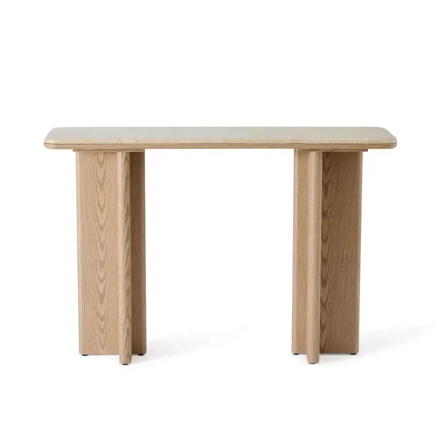Carlyle Brown Marble/Oak Console Table 120x35x80cm