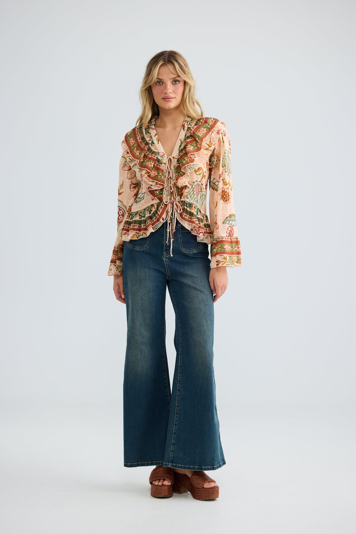 Carmen Frill Top - Wildflower Oasis-Tops-Talisman-The Bay Room