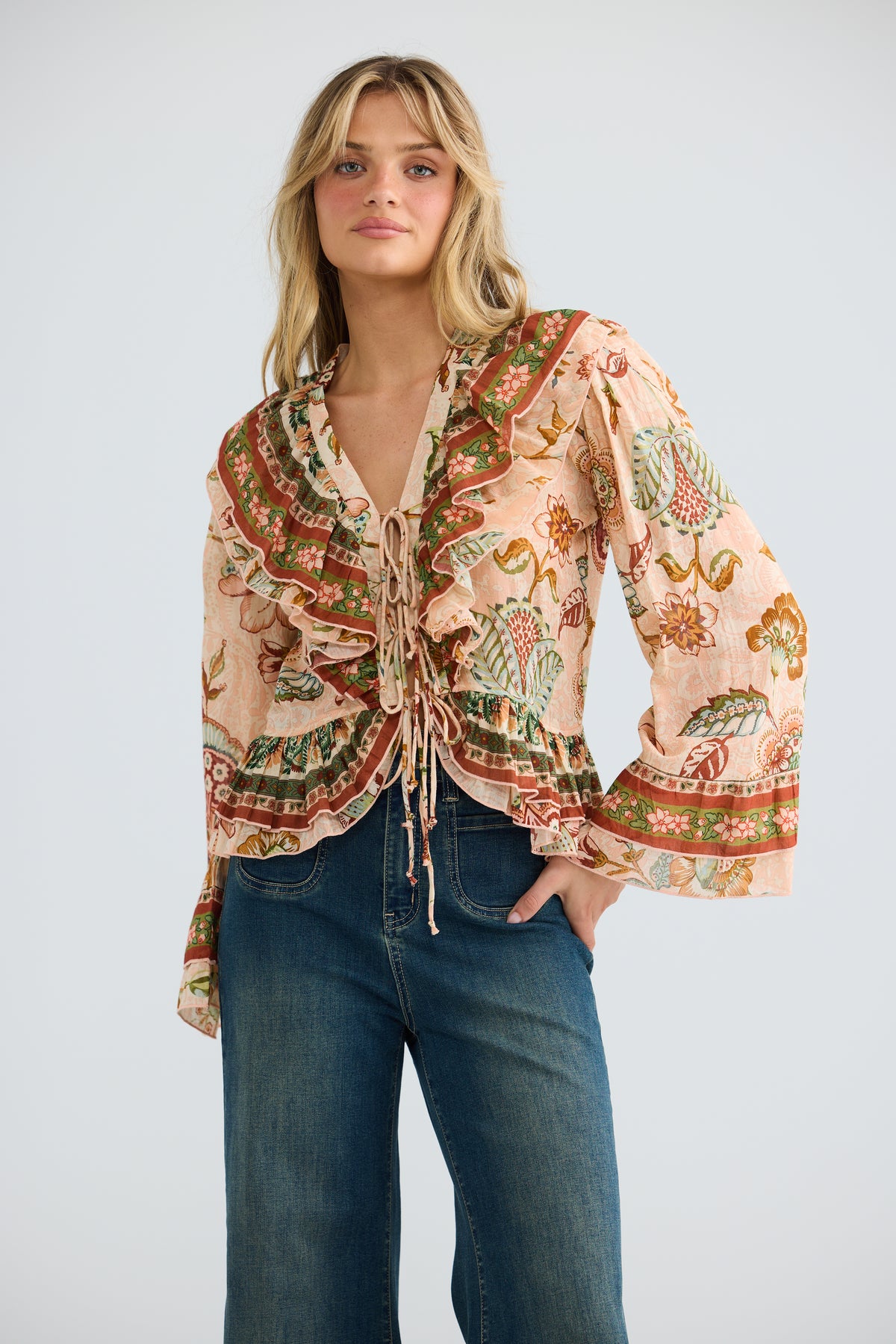 Carmen Frill Top - Wildflower Oasis-Tops-Talisman-The Bay Room