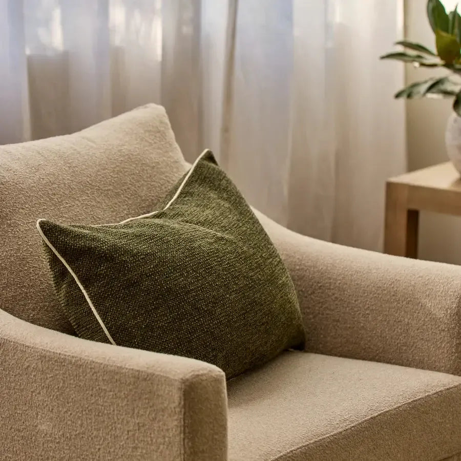 Casey Dark Green Textured Cushion 40x60cm-Soft Furnishings-Madras Link-The Bay Room