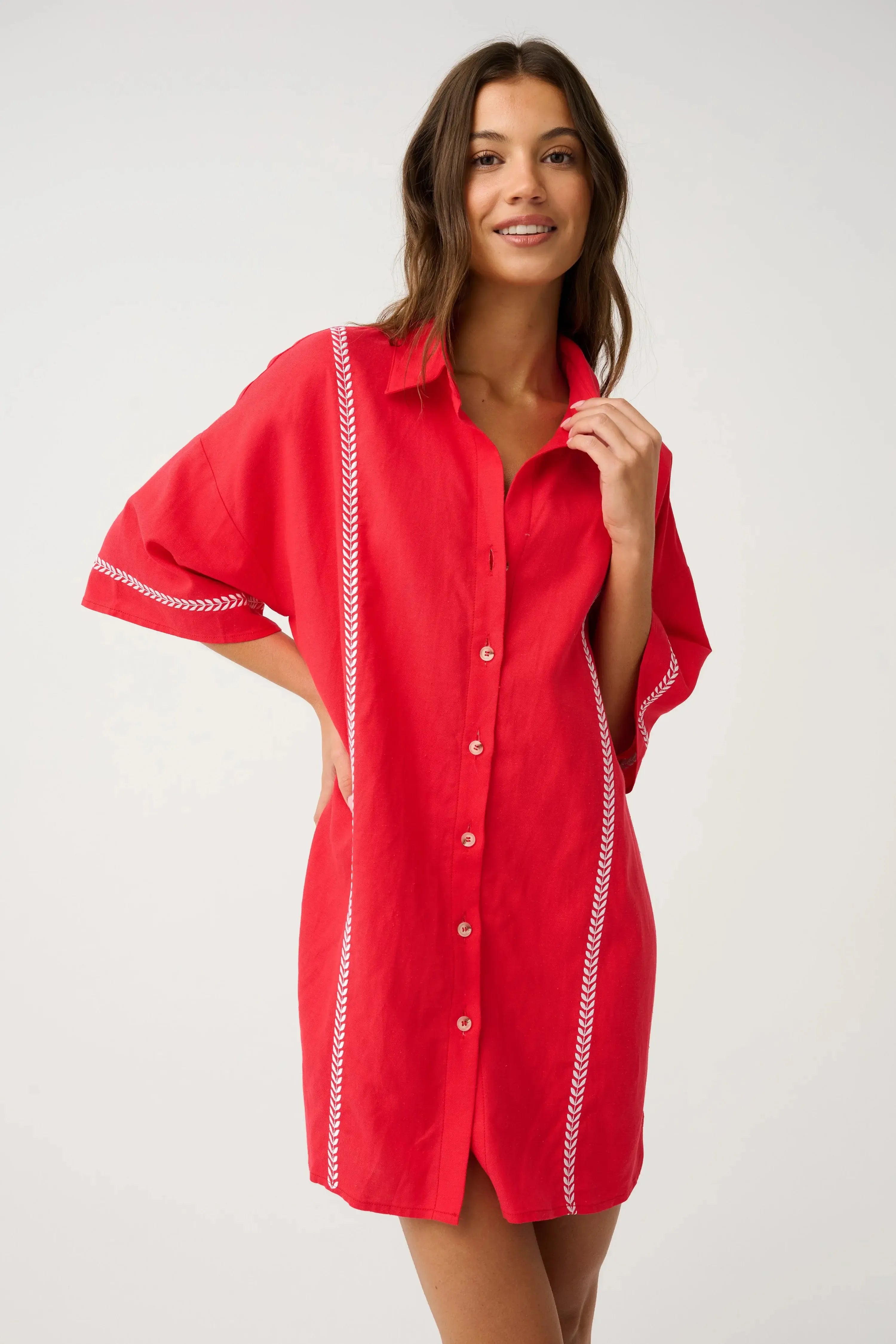 Casey Shirt Dress - Mandarin-Dresses-Cartel & Willow-The Bay Room