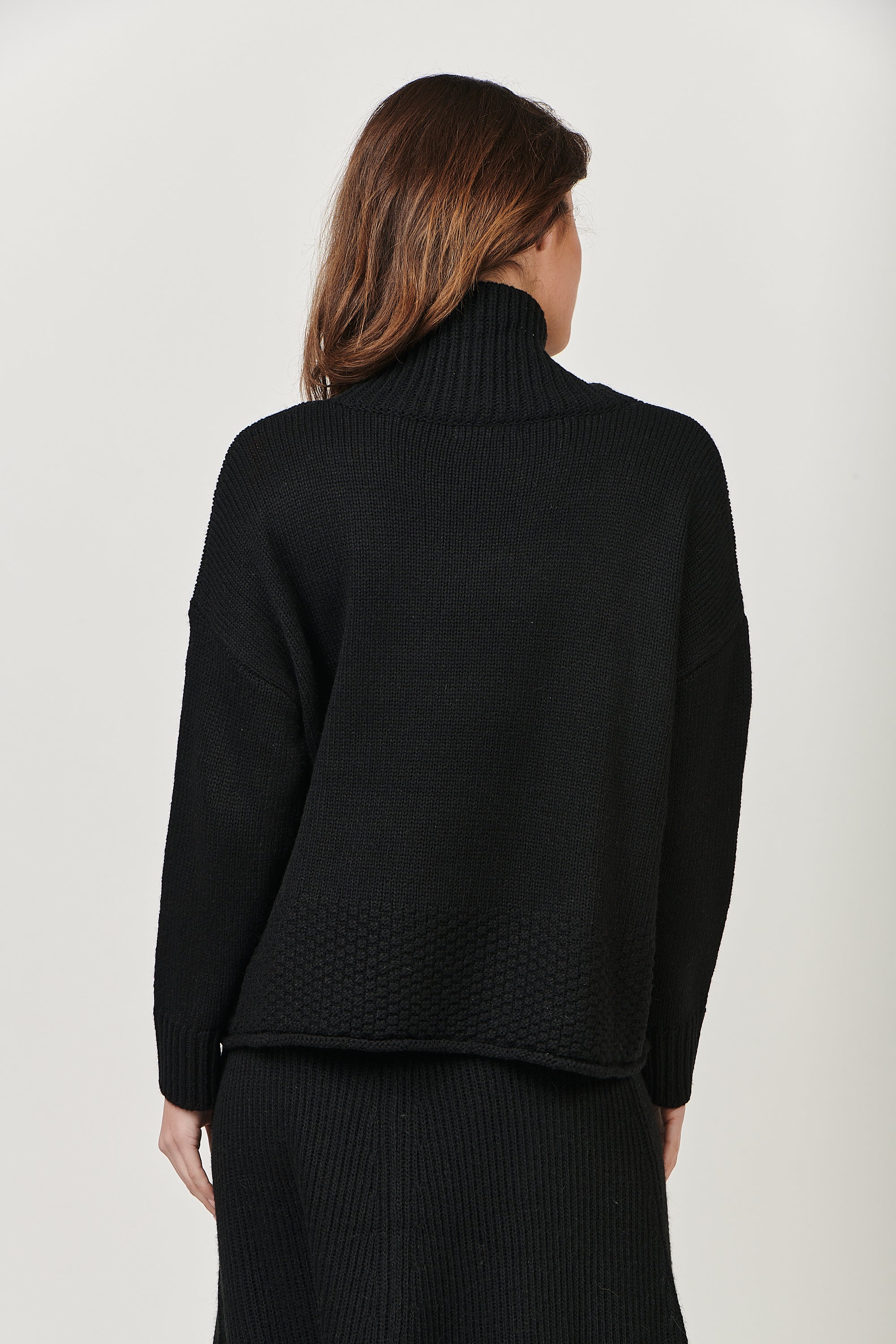 Cashmere Blend Roll Neck Jumper - Black-Knitwear & Jumpers-Olive Et Julie-The Bay Room