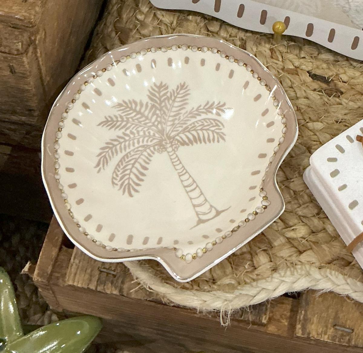 Ceramic Trinket Dish Palm-Decor Items-DWBH-The Bay Room