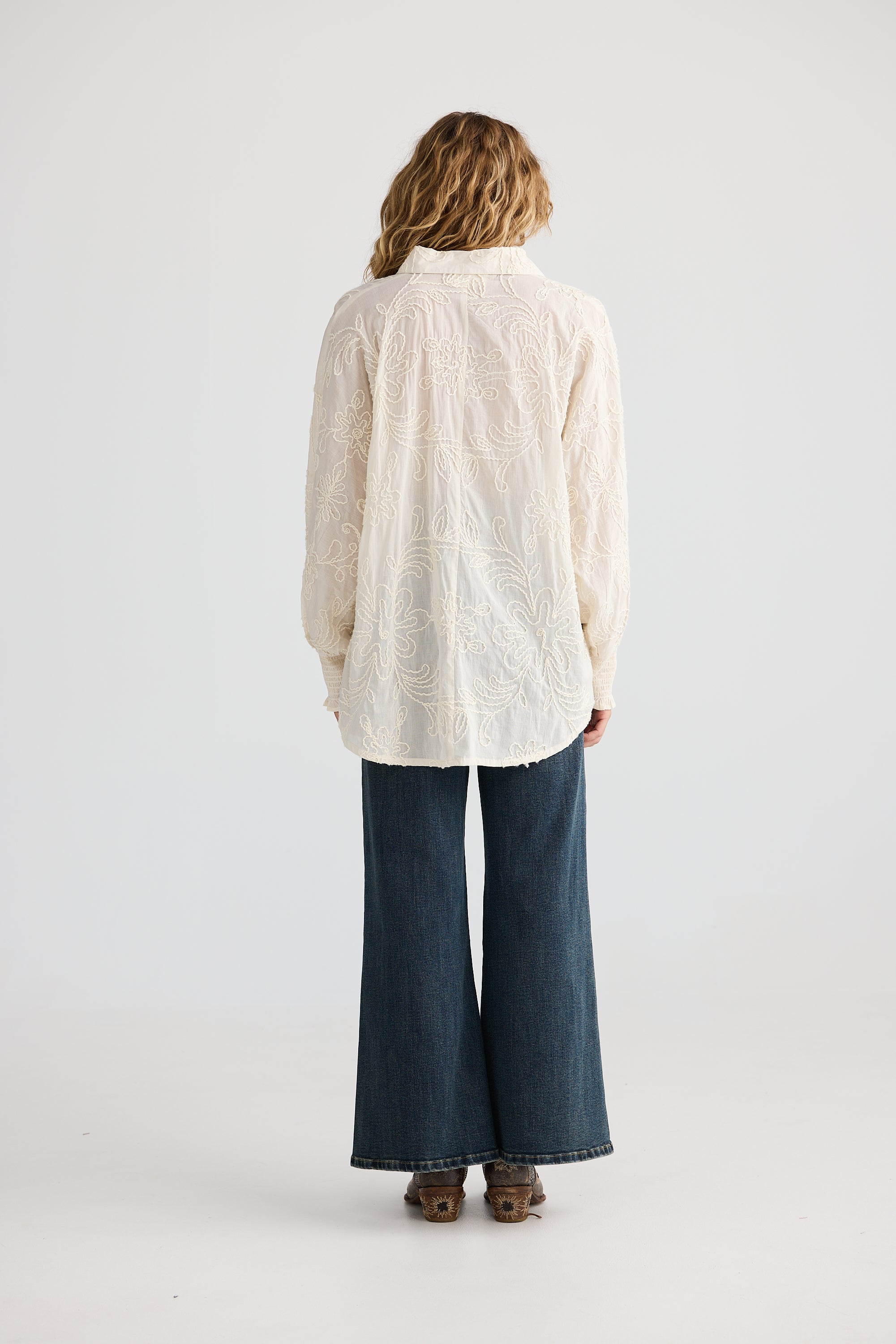Chantilly Shirt - Natural Embroidery-Tops-Talisman-The Bay Room