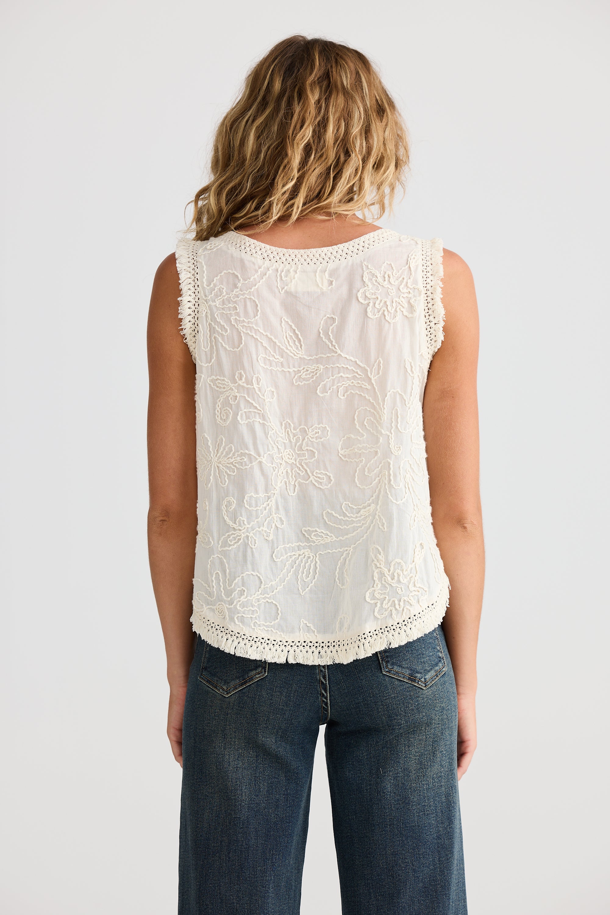 Chantilly Top - Natural Embroidery-Tops-Talisman-The Bay Room