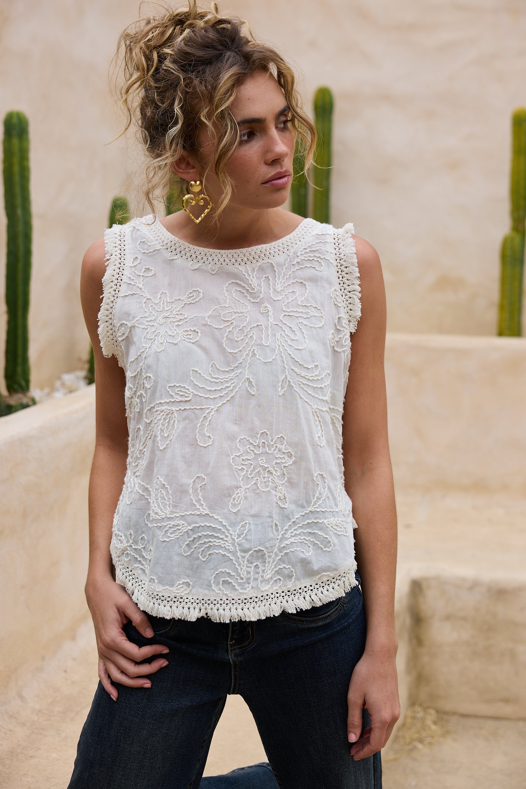 Chantilly Top - Natural Embroidery-Tops-Talisman-The Bay Room