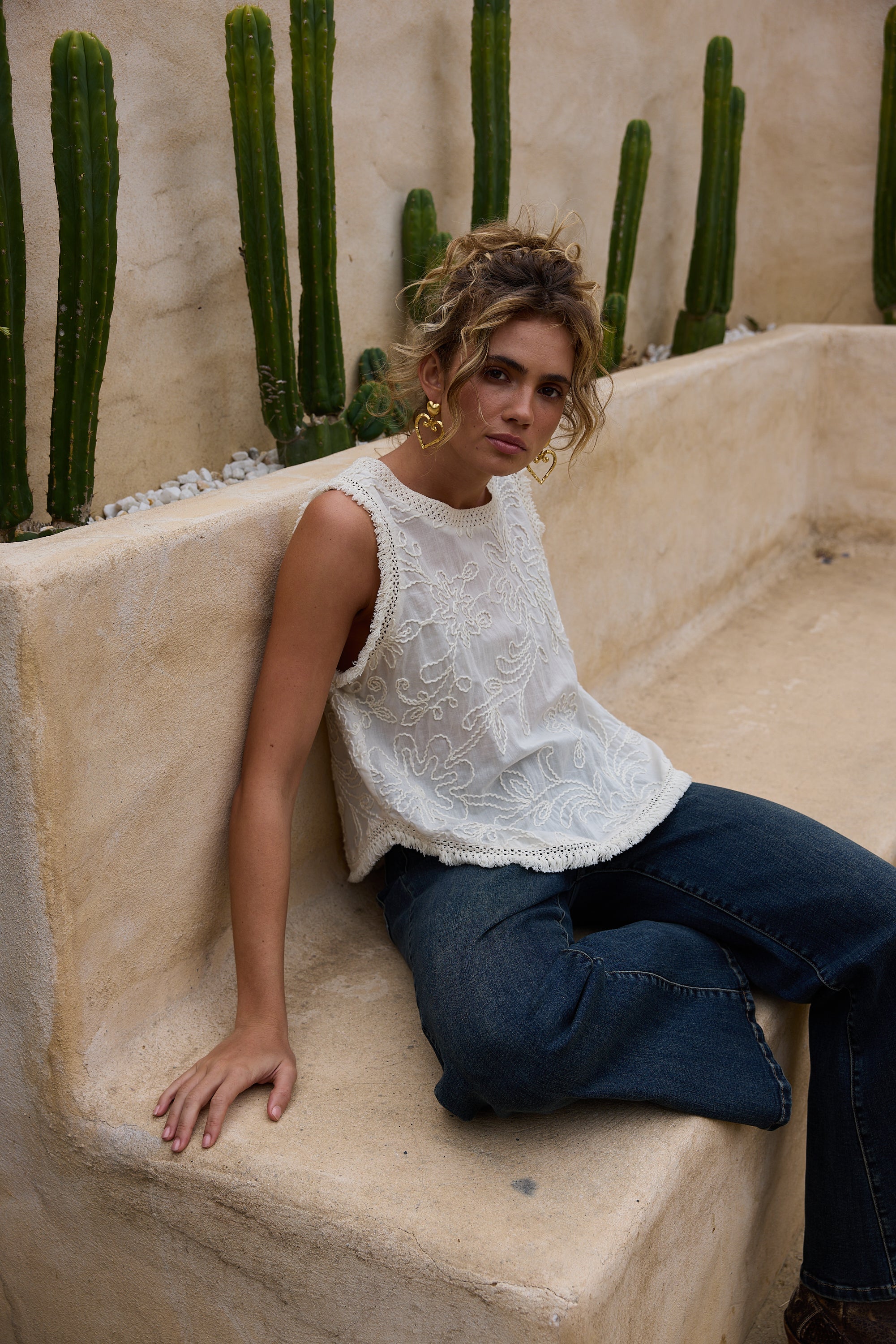 Chantilly Top - Natural Embroidery-Tops-Talisman-The Bay Room