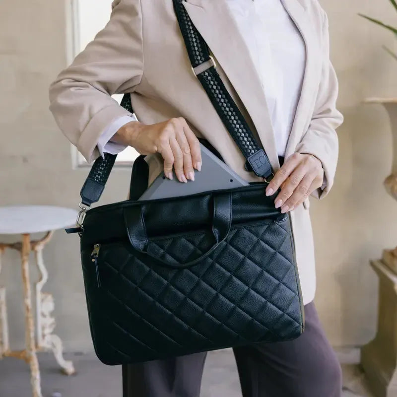 Charlie Black Computer Bag-Bags & Clutches-Black Caviar Designs-The Bay Room