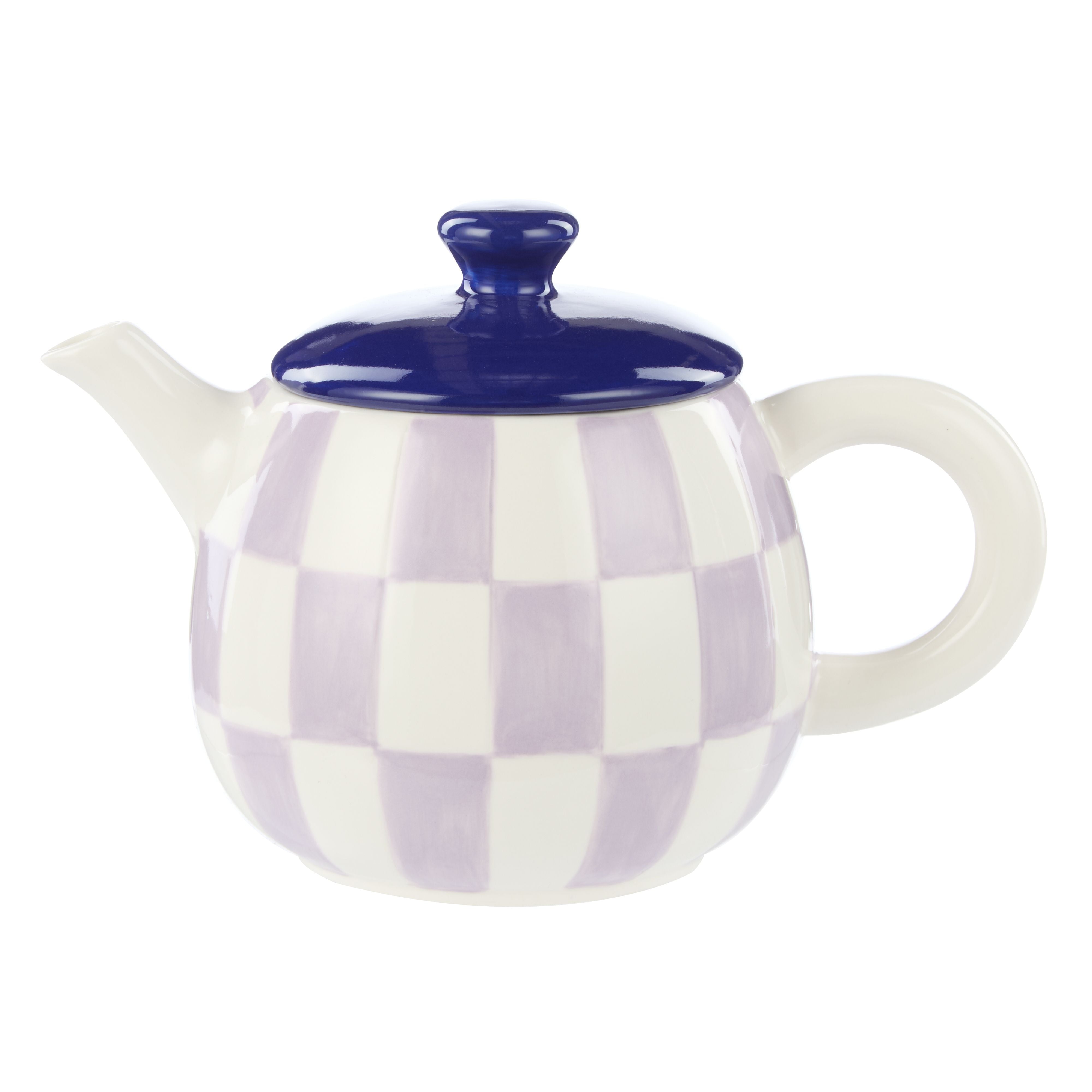 Check 700ml Teapot 20.5x14x13cm Lilac & Navy-Dining & Entertaining-Emporium-The Bay Room
