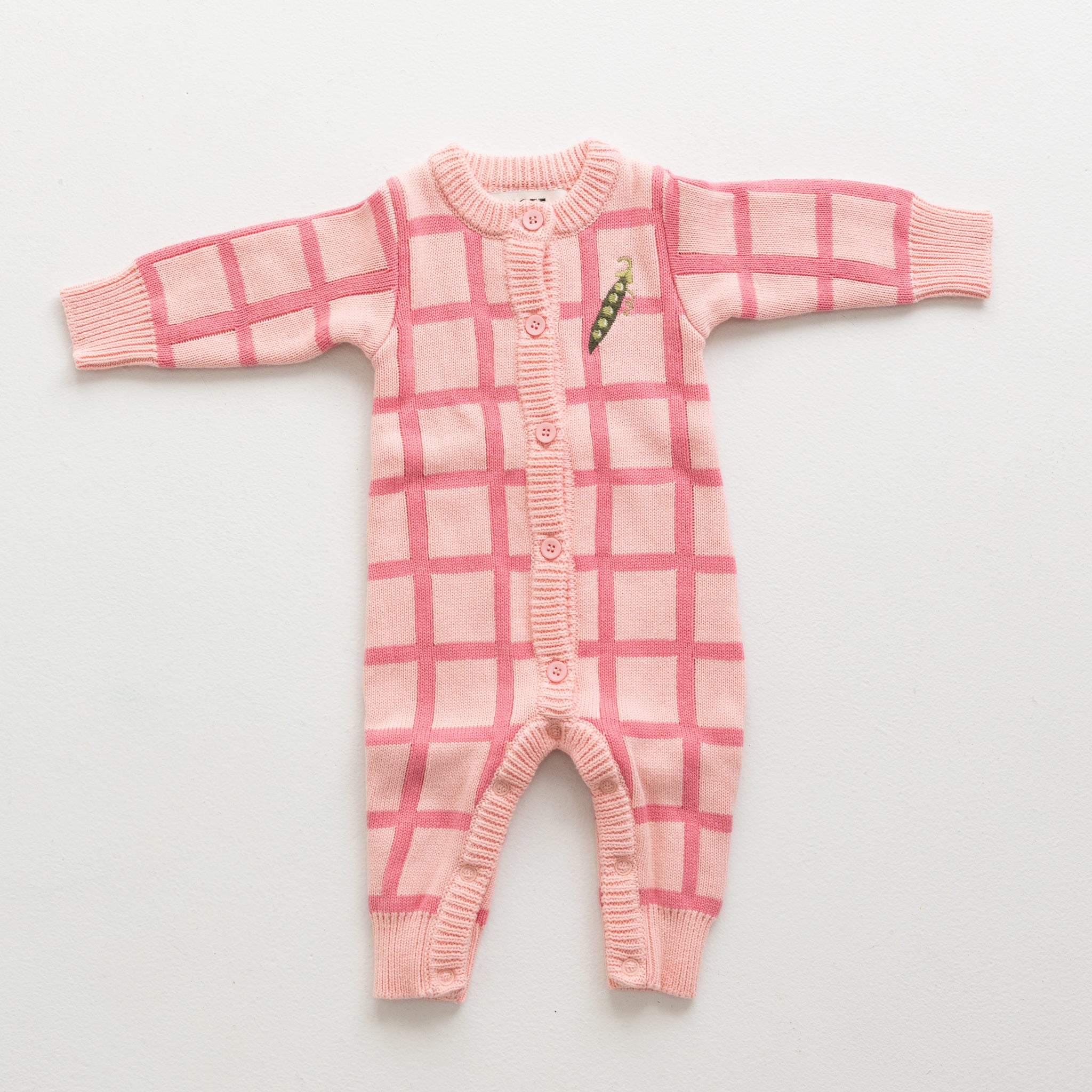 Check Knit Romper - Peony-Clothing & Accessories-BY GEE-The Bay Room