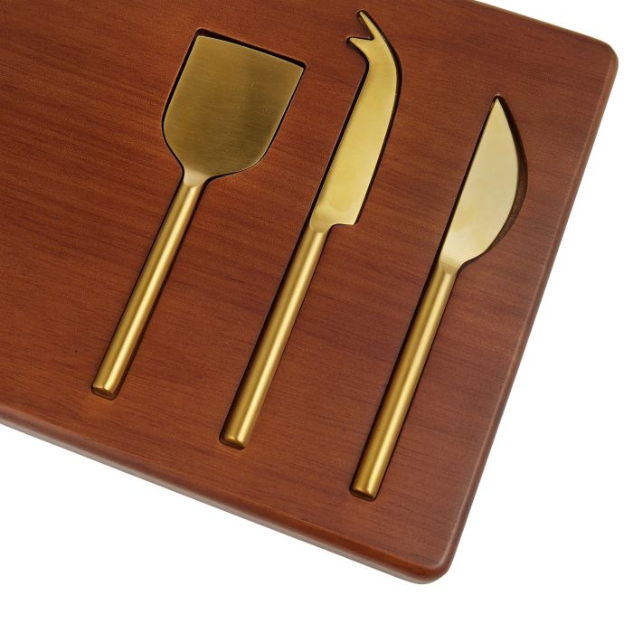 Cheese Board with Set/3 Brass Knives 47x20x2cm-General-Davis & Waddell-The Bay Room