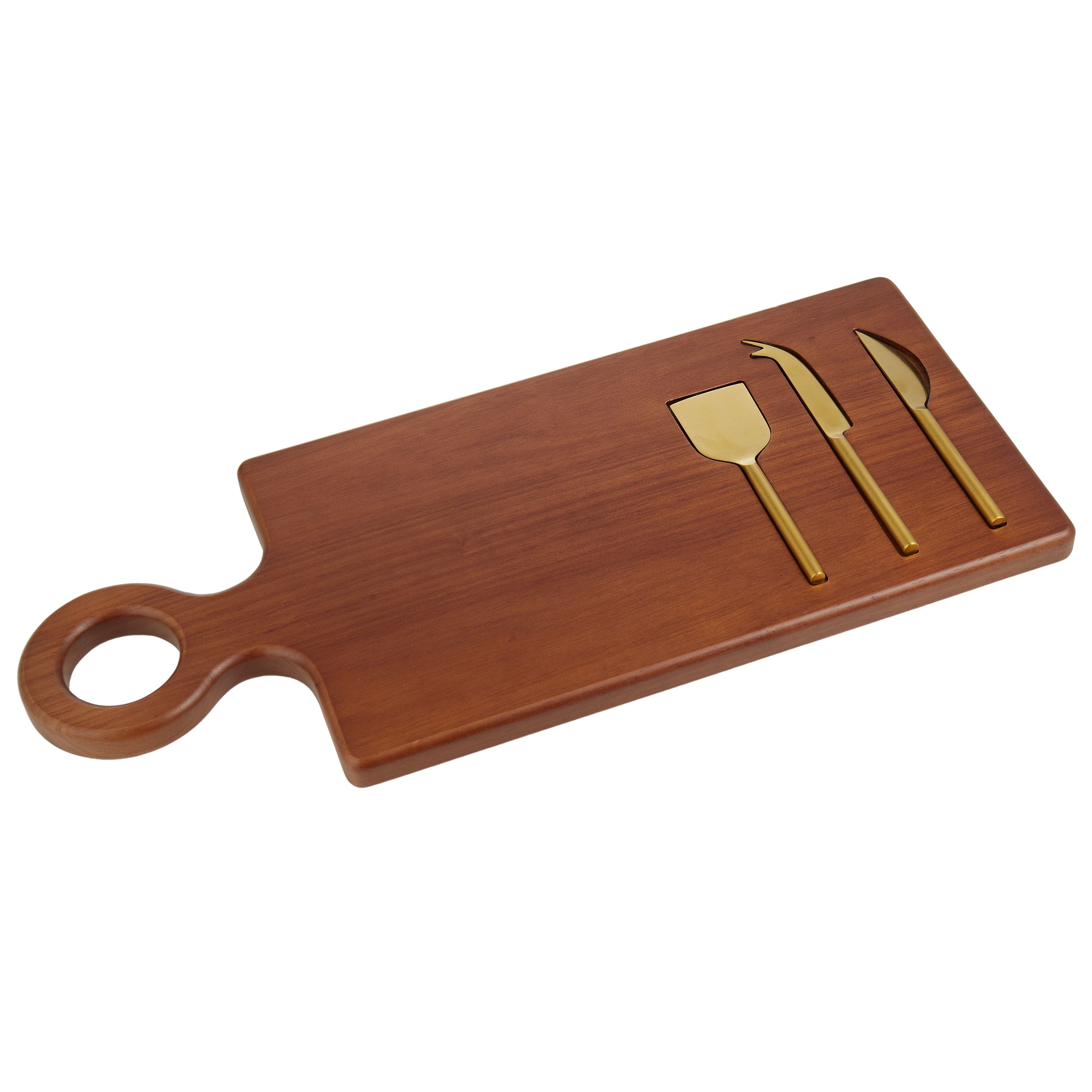 Cheese Board with Set/3 Brass Knives 47x20x2cm-General-Davis & Waddell-The Bay Room